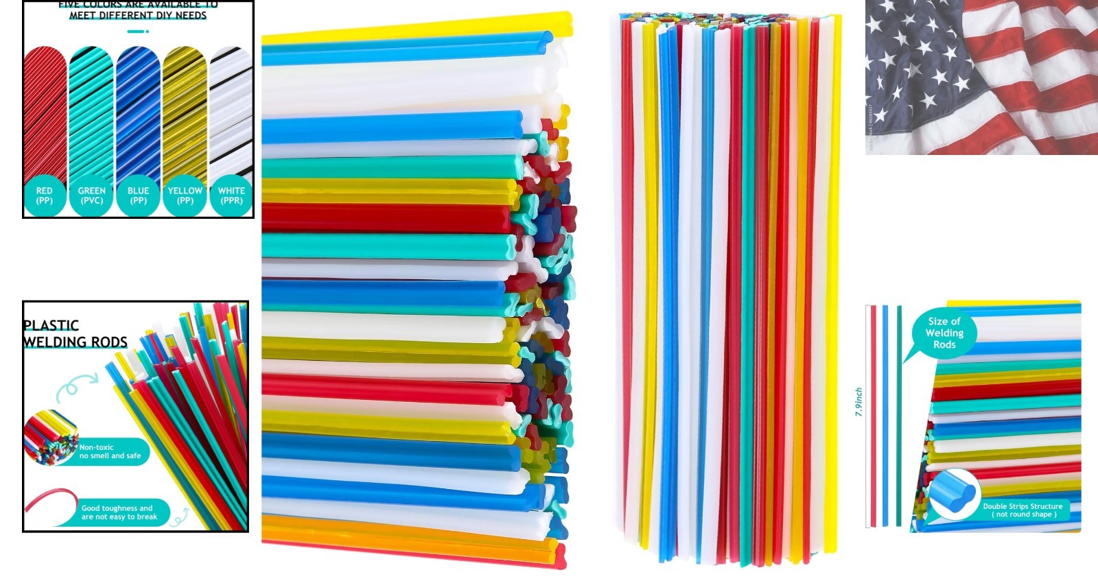 100 Pieces Plastic Rods 7.9 Inch PP/PVC/PPR Plastic Welder Repair Rods for Ca…