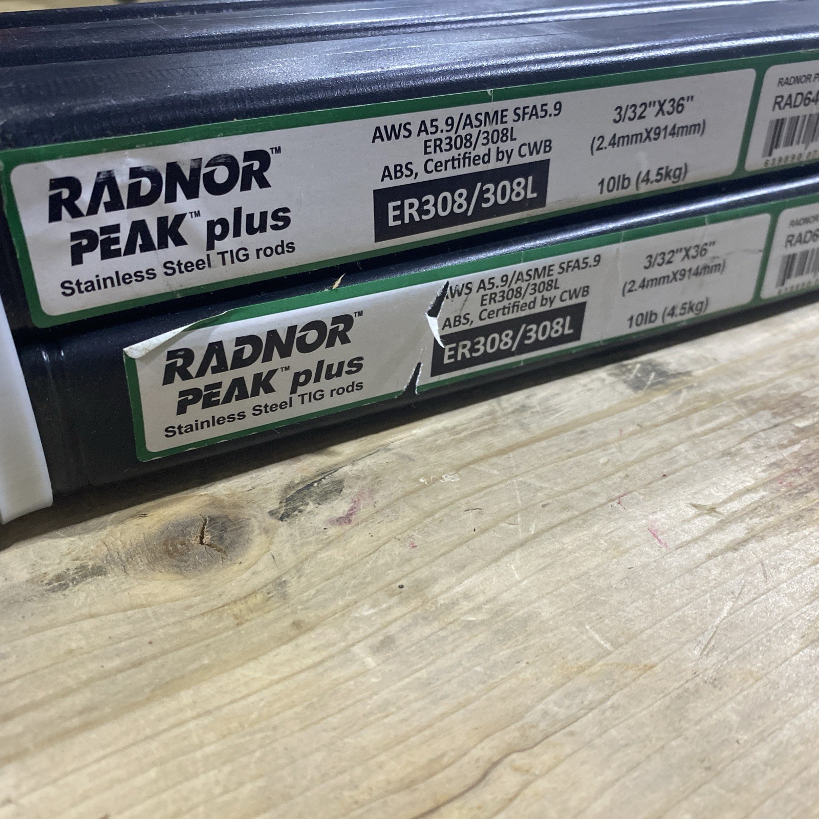 Lot of 6 – Radnor RAD64007751 3/32″ X 36″ ER308/308L PEAK Plus SS TIG Rod 10lb