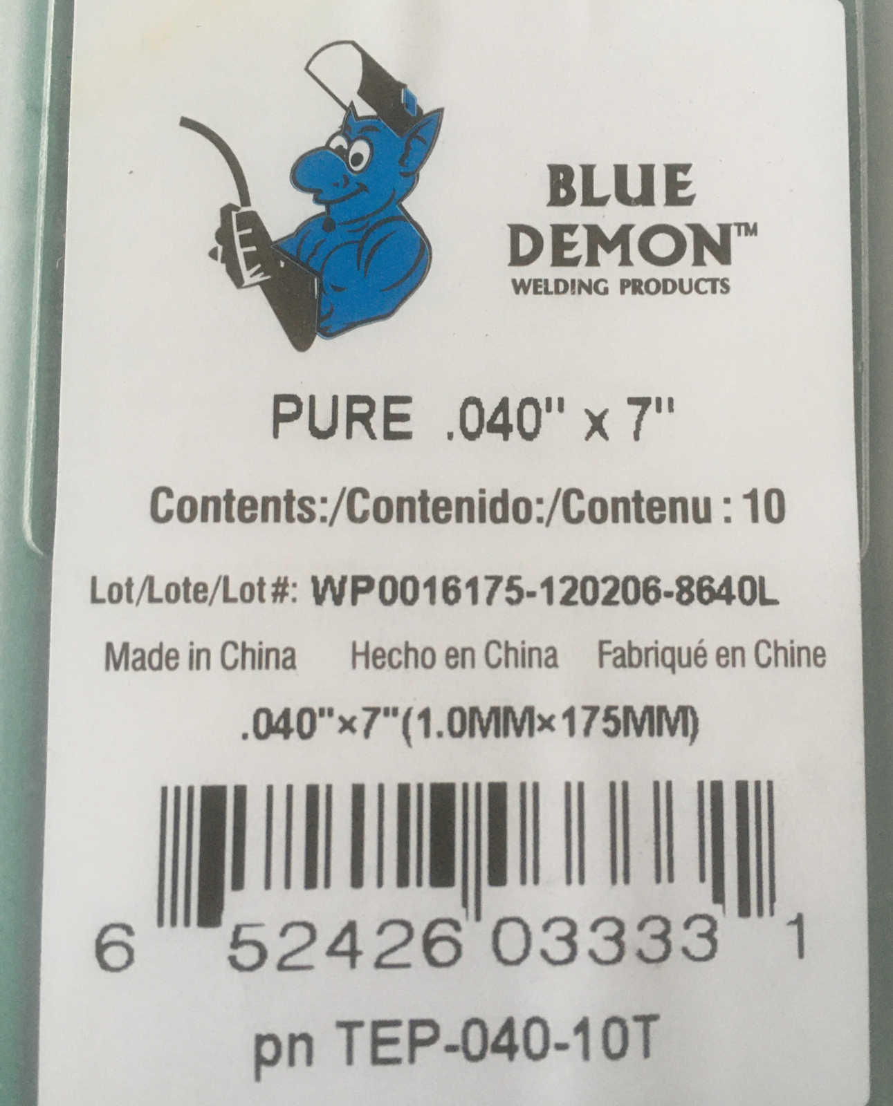 [2 Packs Of 10] BLUE DEMON .040 Tungsten TIG Electrodes #TEP-040-10T Green