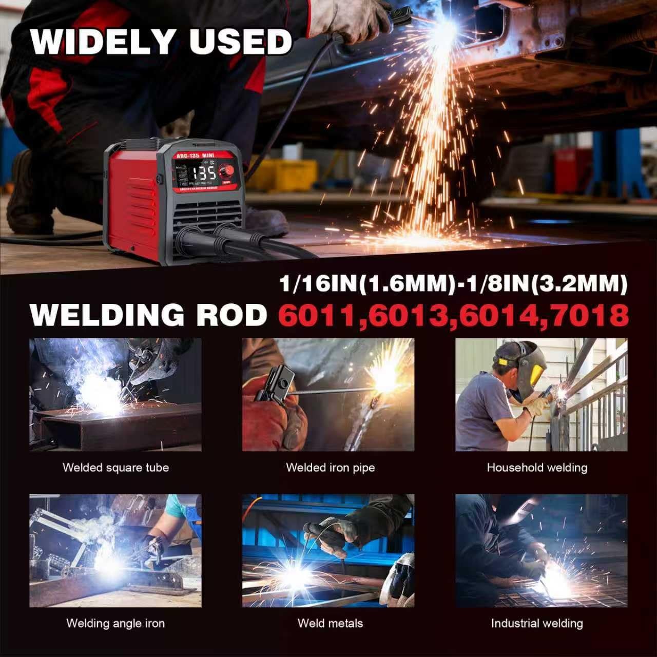 RCJNPX 110V 2-in-1 Stick Welder & Lift TIG,Portable Welding ARC 135, Red