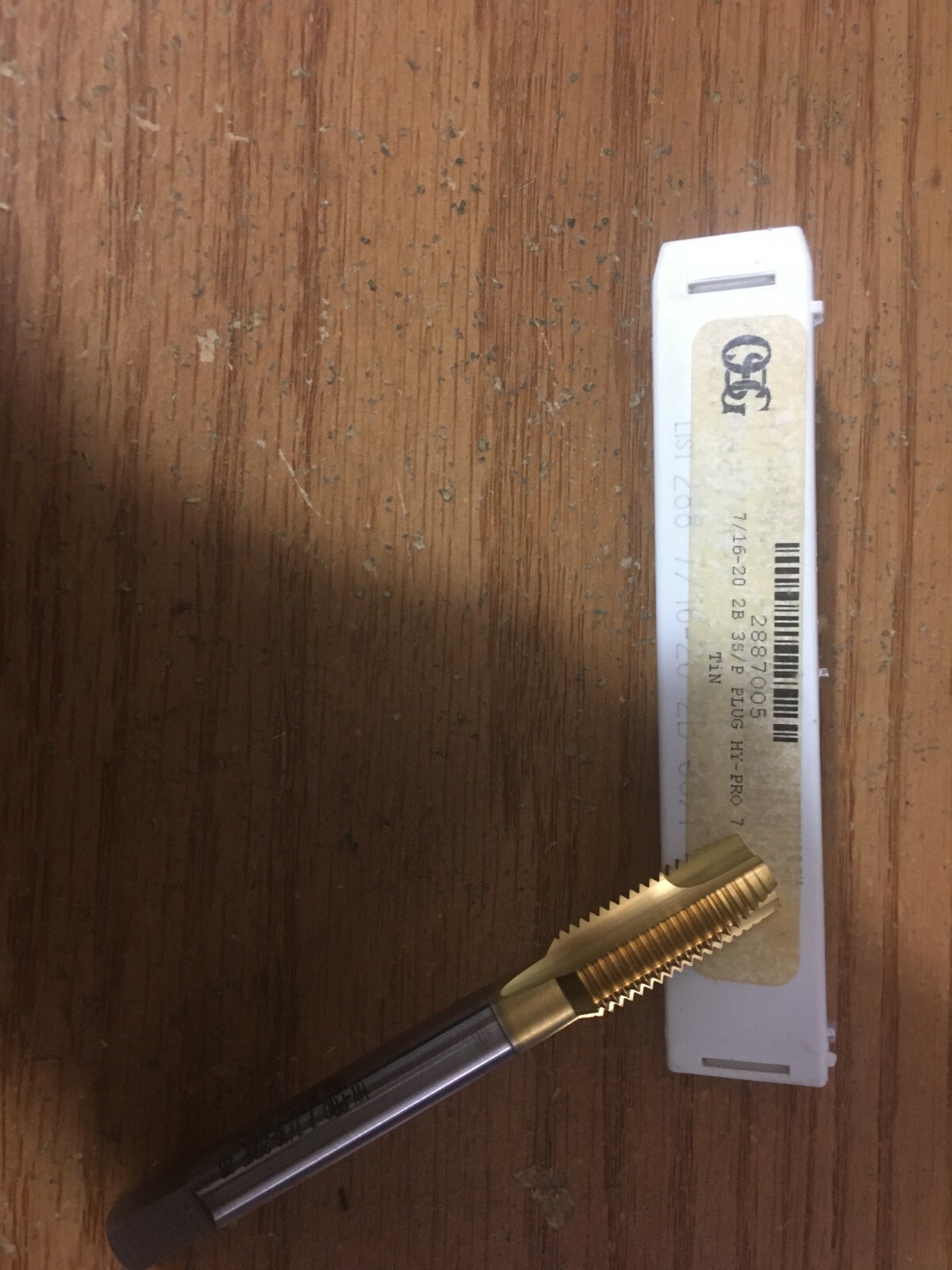 2887005 7/16″-20×3-5/32″OAL 3Fl TiN HSS Spiral Point Tap