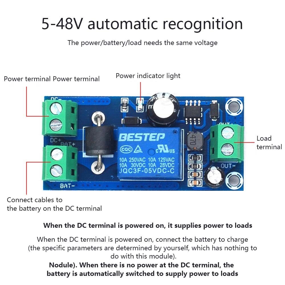 YX850 Backup Battery Module Auto Switching 5V 48V Power 60 80 Characters