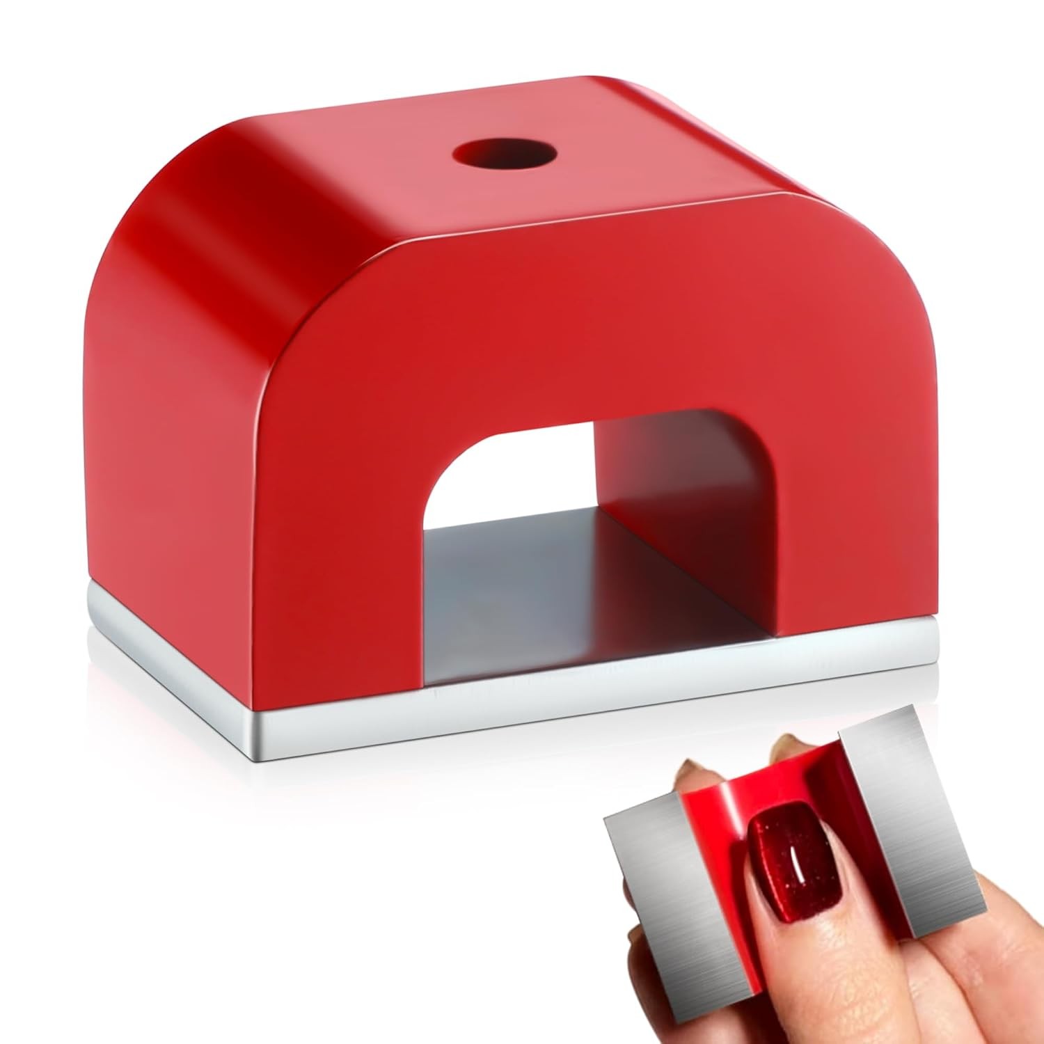 1 Pcs Horseshoe Alnico U Shaped Magnet, 22 lb Pull, Red, Rectangular
