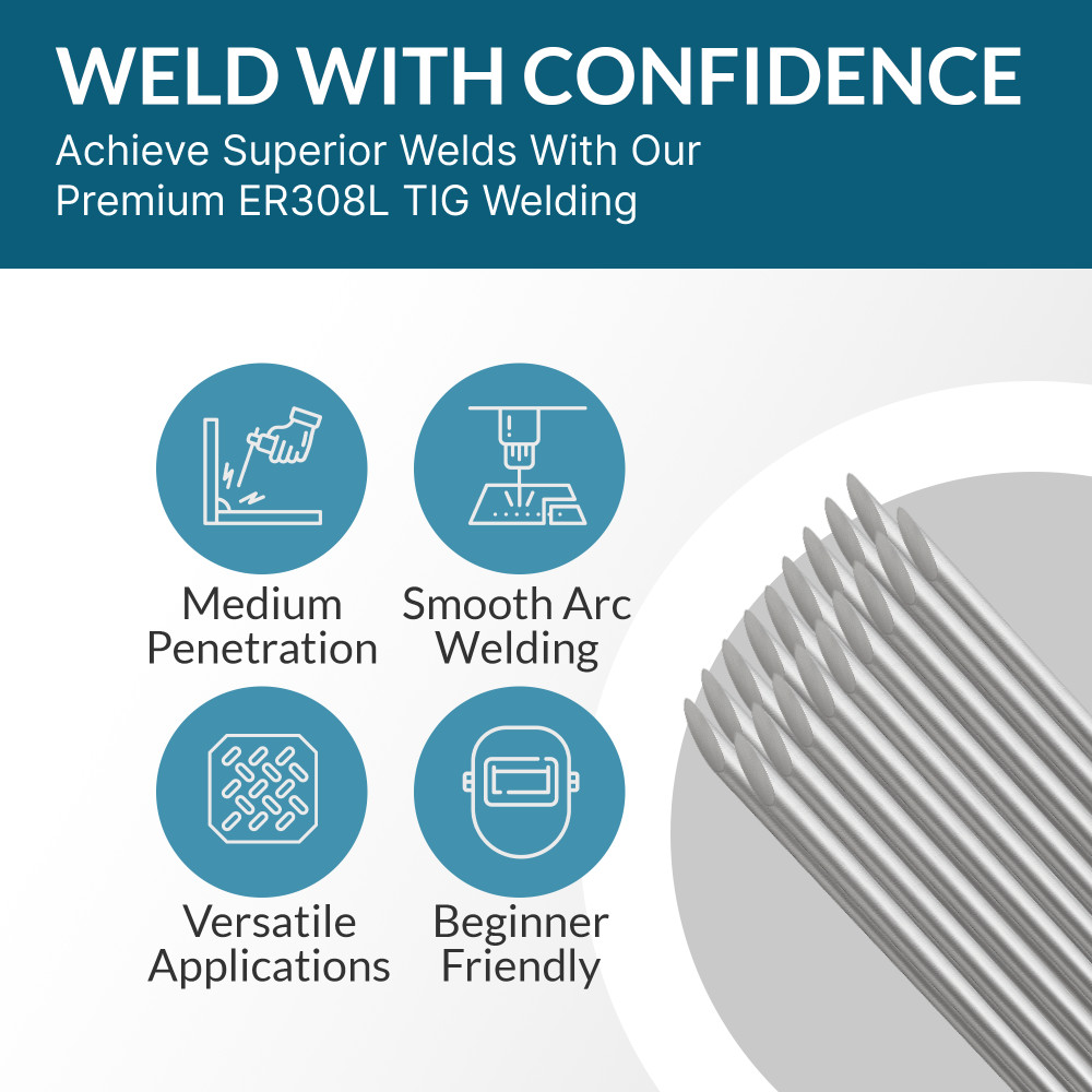 ER308L 5-lbs 1/8″ x 16″ Stainless Steel Welding Rod – TIG Filler Rod, TIG Rod