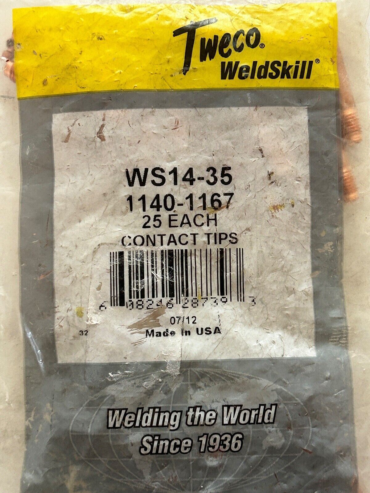 TWECO WELDSKILL WS14-35 / 1140-1167 Contact Tips – 25Pcs – New – Made in USA