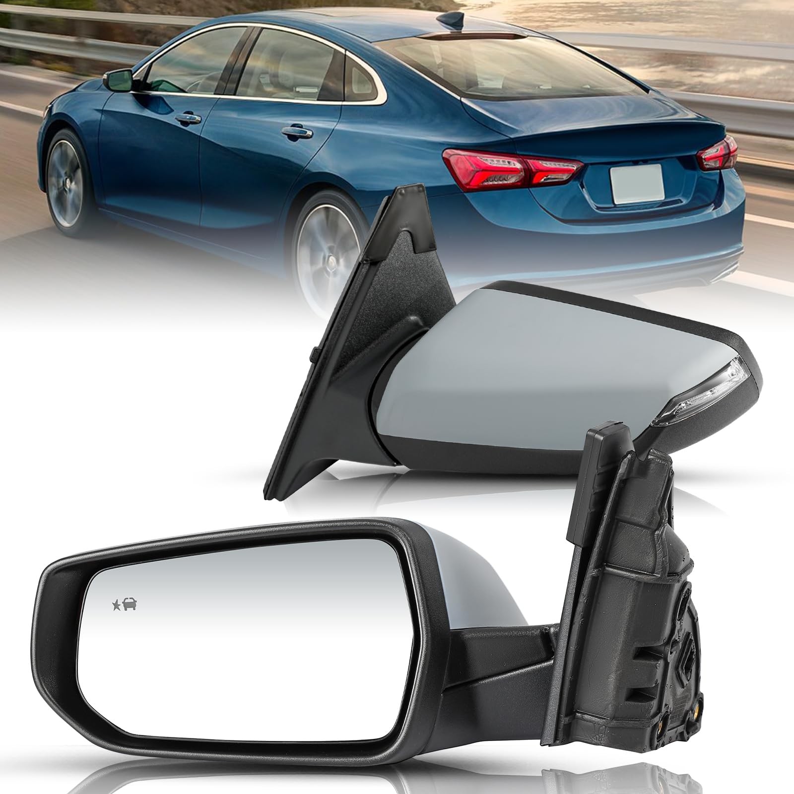 Left Driver 8-Pin Rearview Mirror for 2016-2022 Malibu Turn Signal Blind Spot