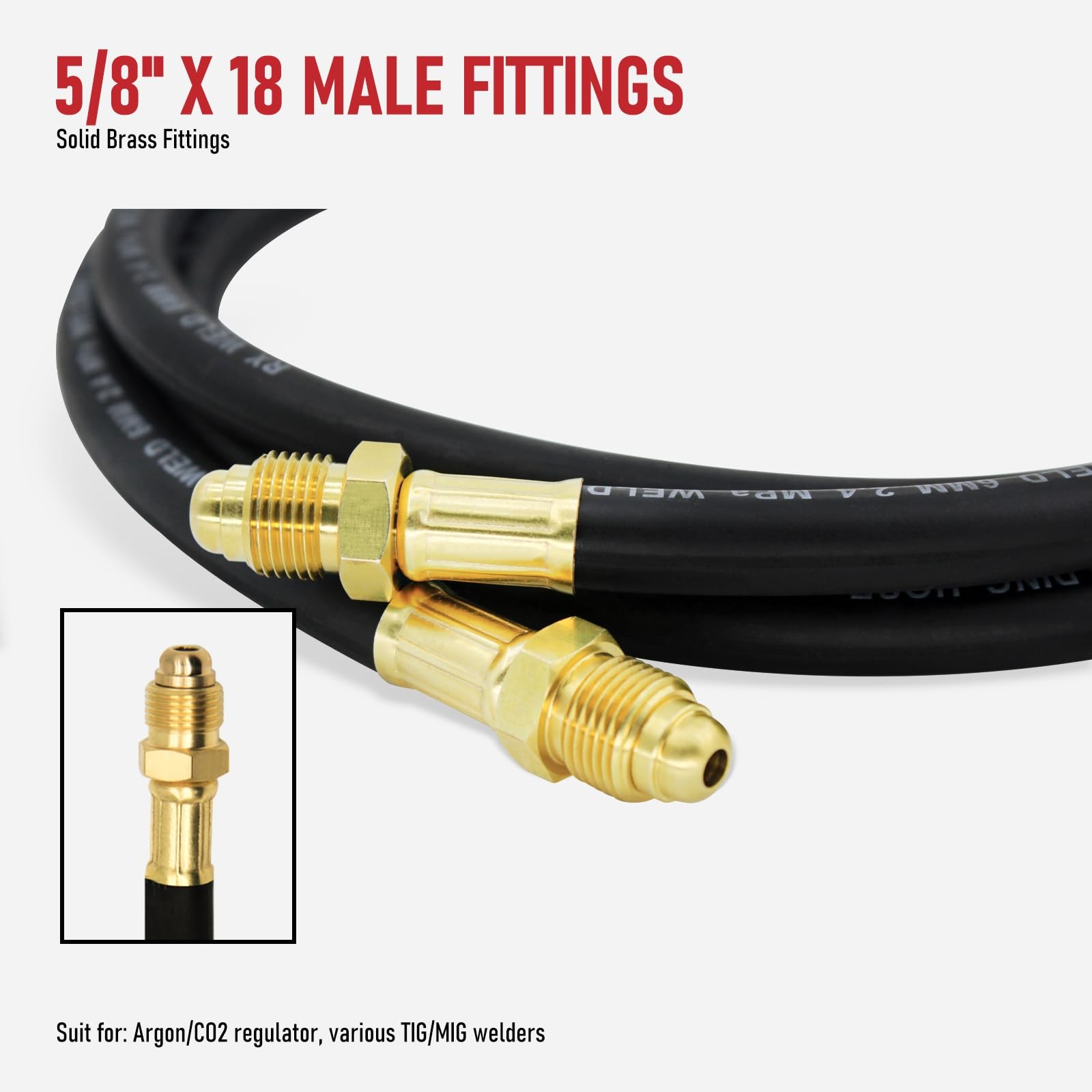 RX WELD Inert Gas Welding Hose – Argon Flow (5FT, Black) 5FT, Black