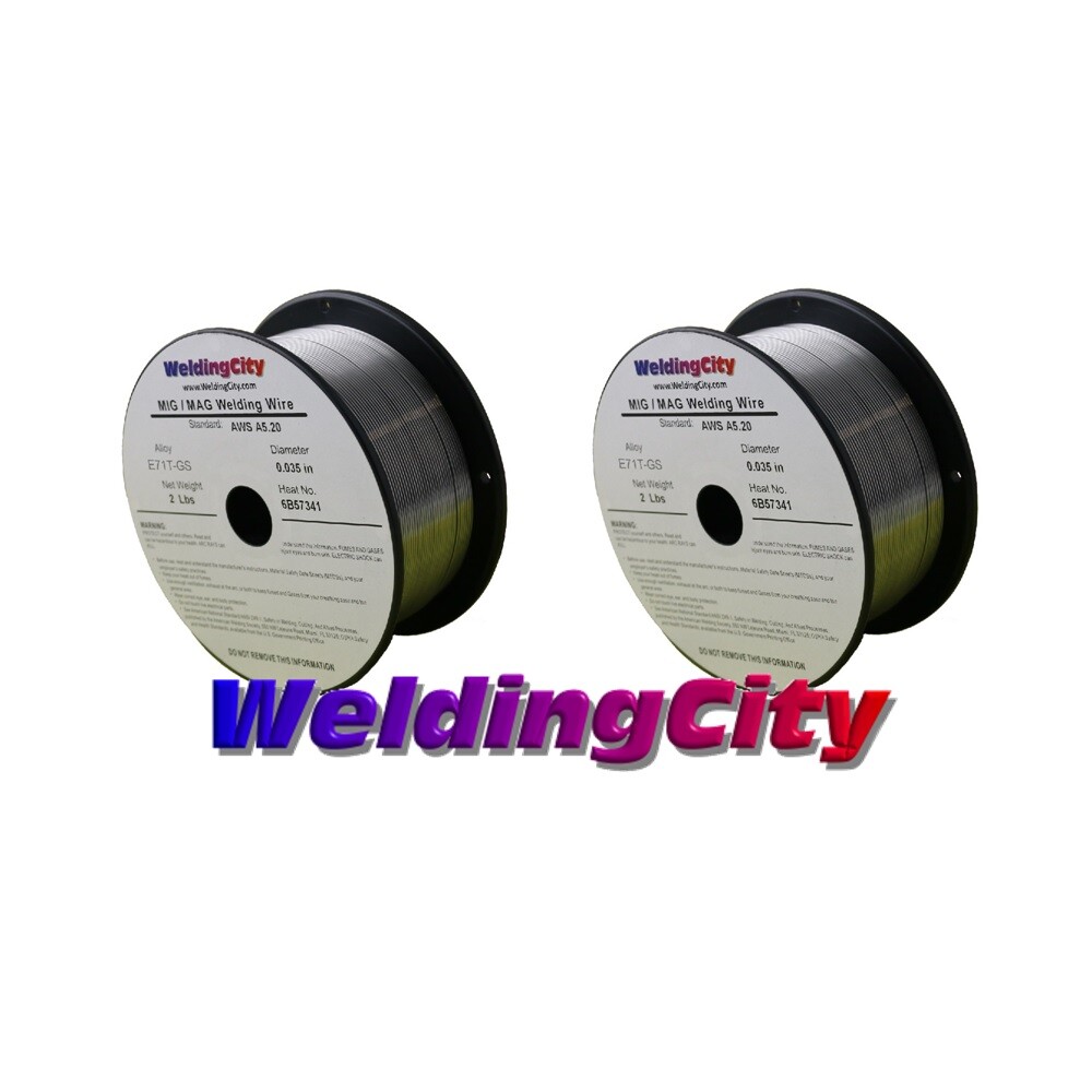 WeldingCity 2 Rolls Gasless Flux-Core MIG Welding Wire E71T-GS .035″ 0.9mm 2-lb