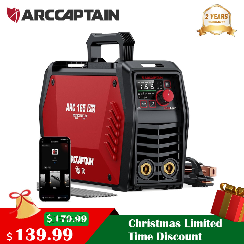 ARCCAPTAIN ARC165 Pr 165A Stick Welder Lift TIG/ARC Welder APP Control 120V/240V