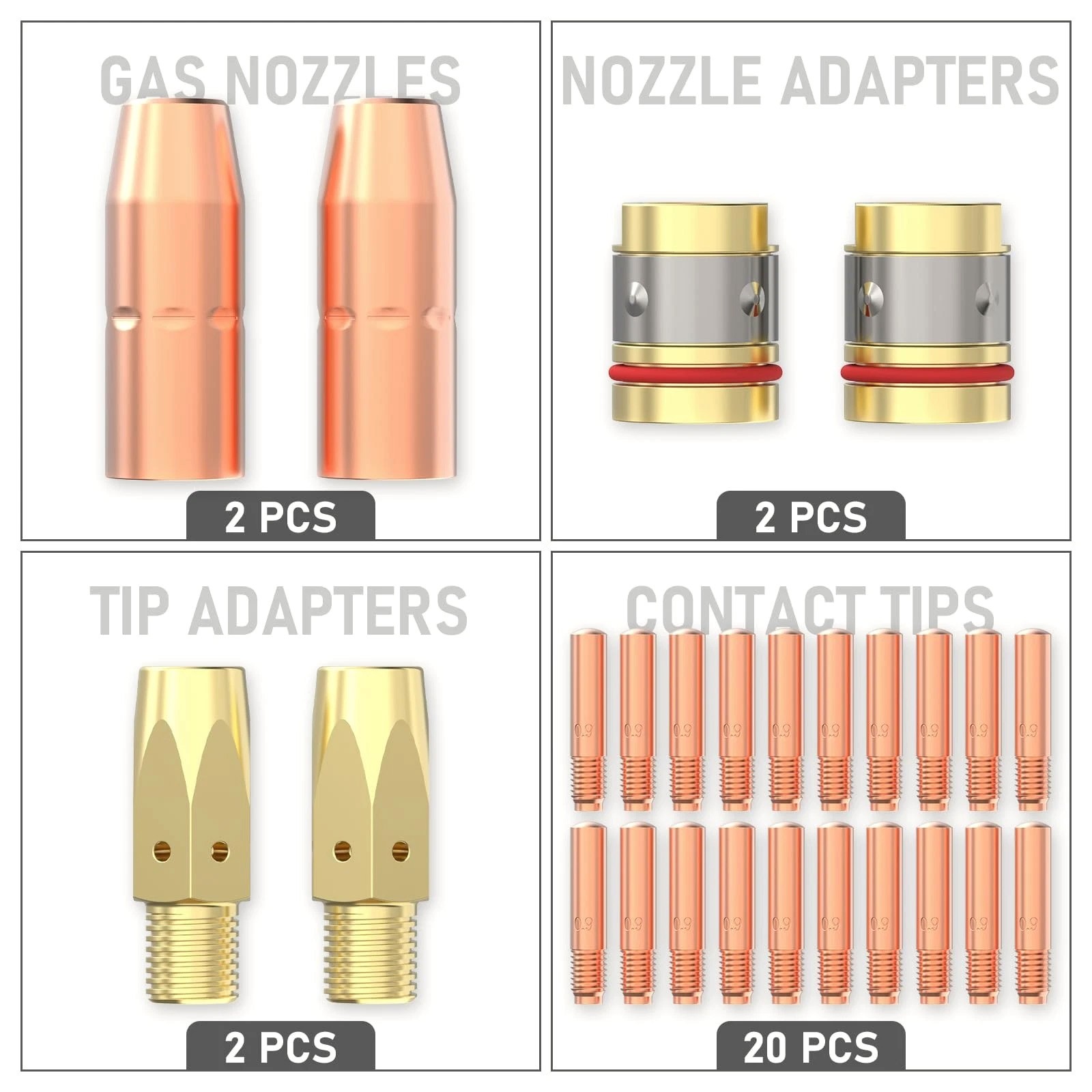 New 26PCS MIG Welding Torch Kit Acc 0.9mm Tip Nozzle Diffuser for Welders