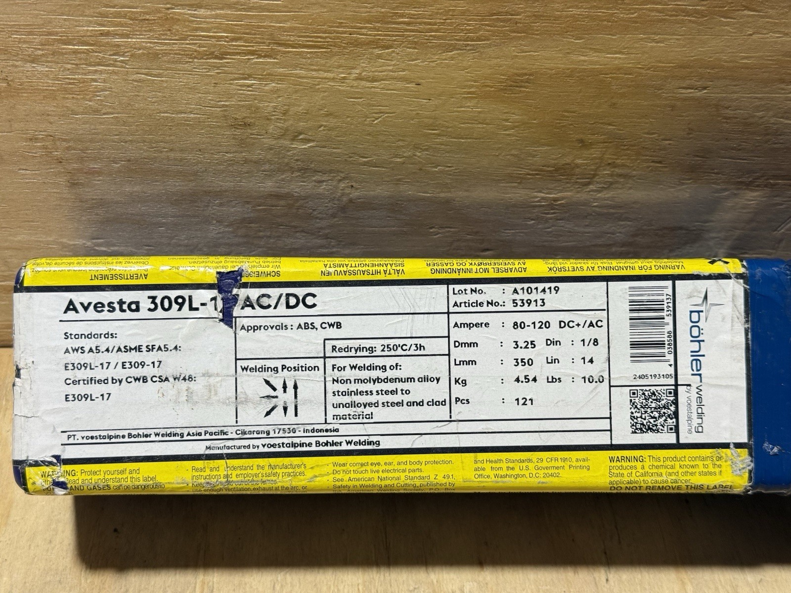 AVESTA E309 / 309L-17 Stick 10 LB Stainless Steel Electrode 1/8″ x 14″ — 53913