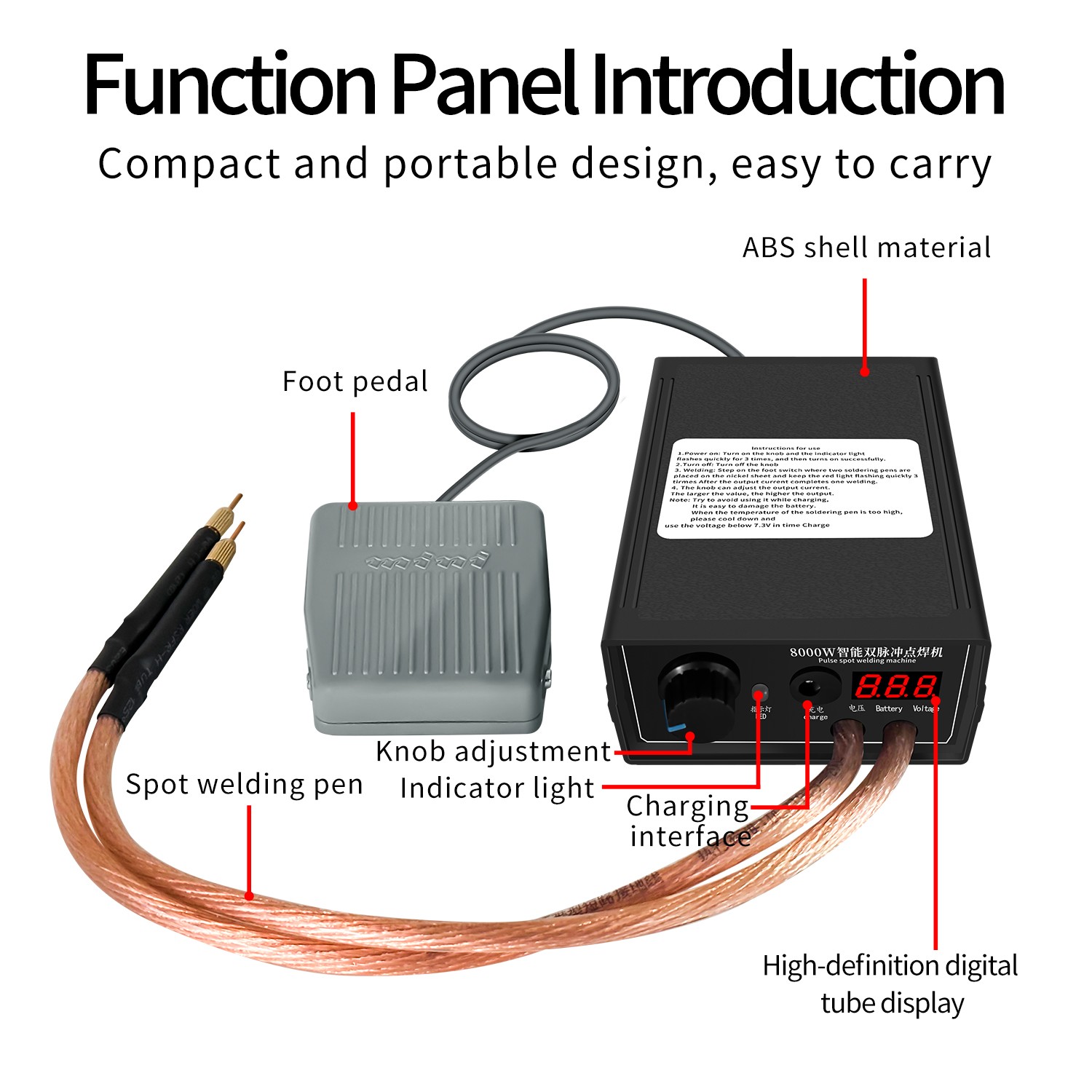 For 18650 Li-ion Battery Pack 8000W Mini Spot Welder Nickel Strip Welding Tool #