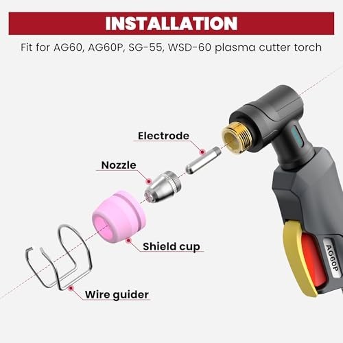 Plasma Cutter Consumables Kit 50pcs – Cutting Torch Tips & Nozzles for BTC500DP,