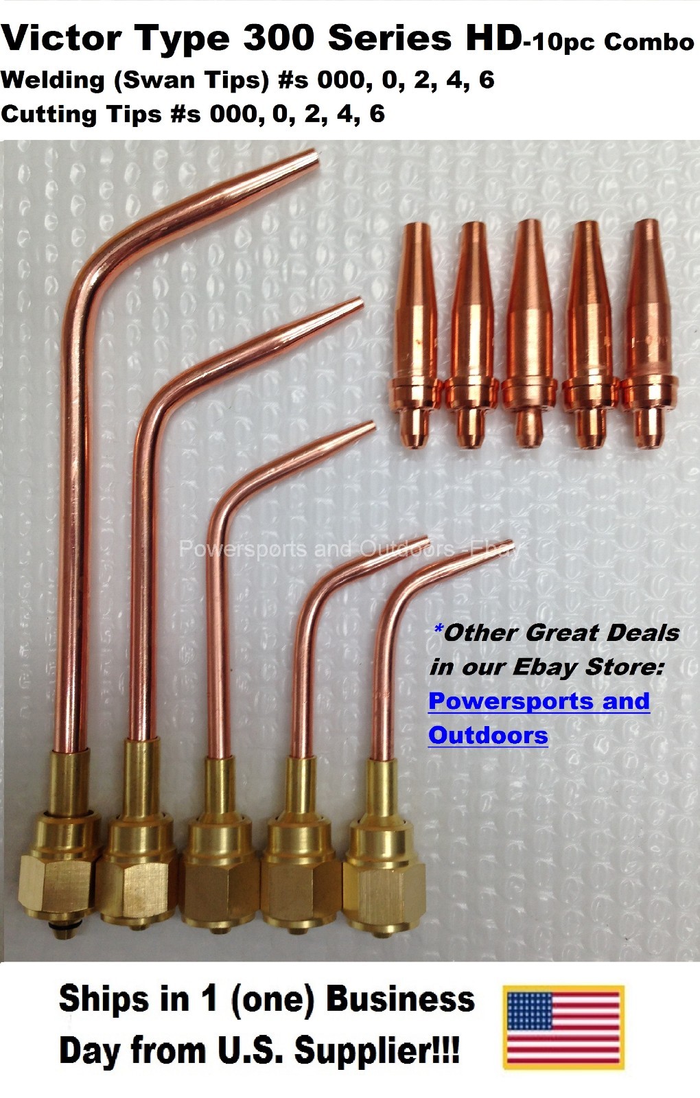 Victor Type HD (300 series) Torch Tip Set (Welding,Cutting) #s 000/0/2/4/6-10pc