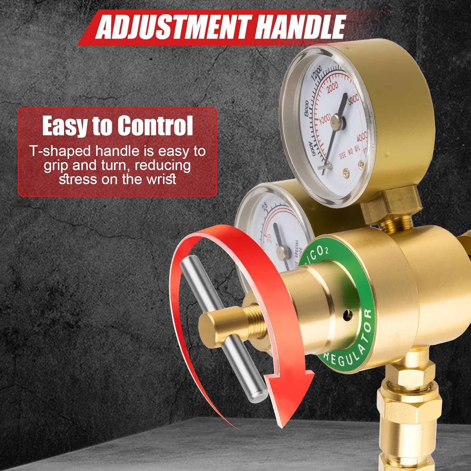Argon CO2 Welding Regulator Dual Gauge CGA580 with 6.6 FT Gas Hose