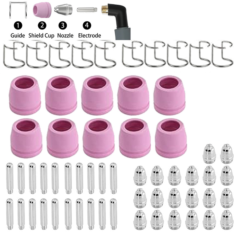 60 PCS Plasma Cutter Torch Consumables Kit for SG-55, AG-60, WSD-60 CUT50 60Amp