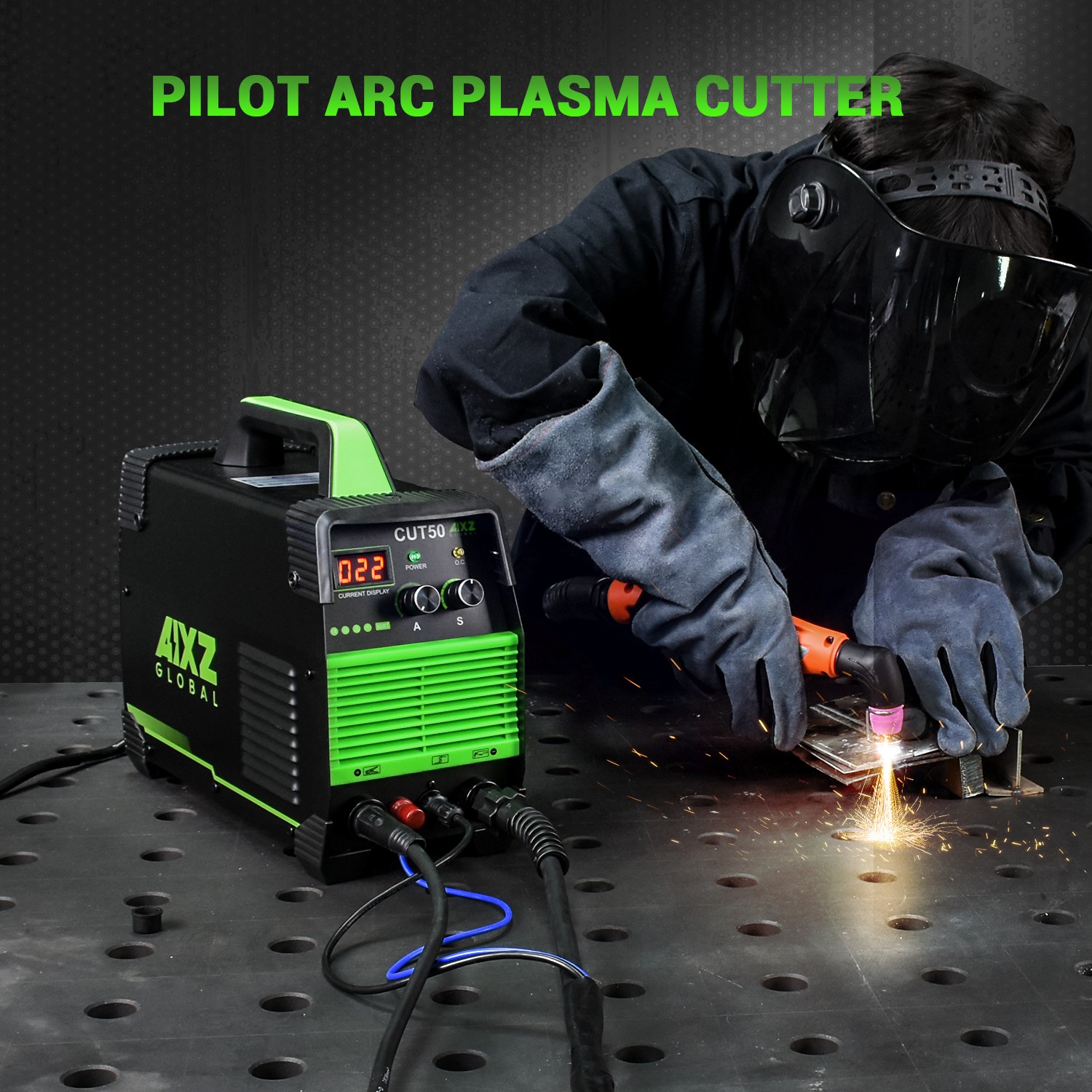 Plasma Cutting Machine HF 50Amp Non-Touch Pilot Arc Plasma Cutter 8-15CM &Helmet