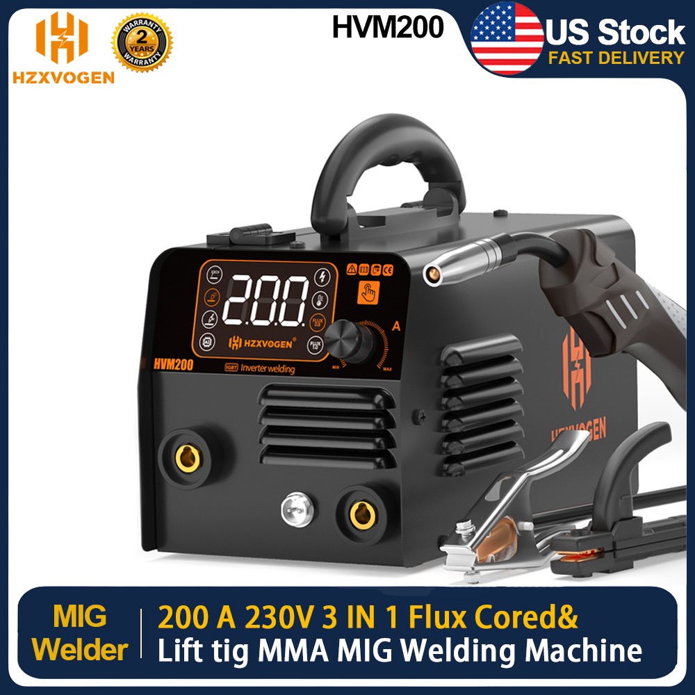3-in-1 MIG Welder No Gas 200Amp 220V DC MMA Lift TIG Flux Core Welding Machine