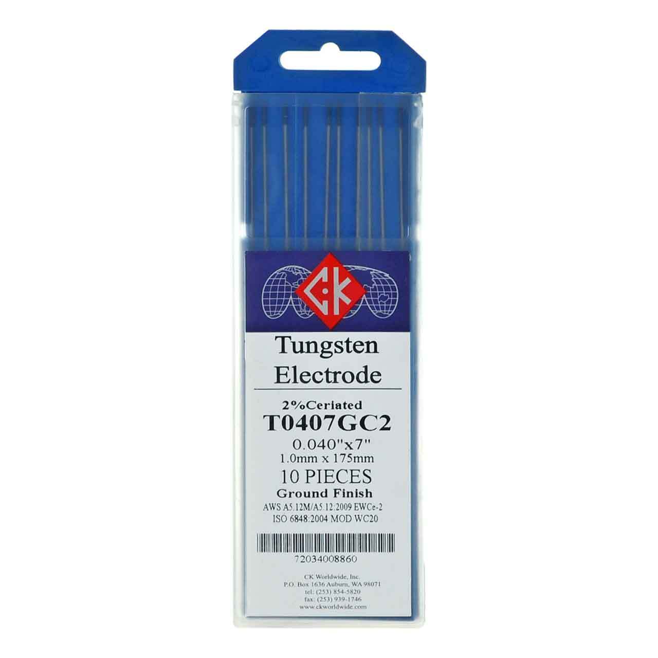 CK T0407GC2 2% Ceriated Tungsten Electrode .040″ X 7″ 10 pack