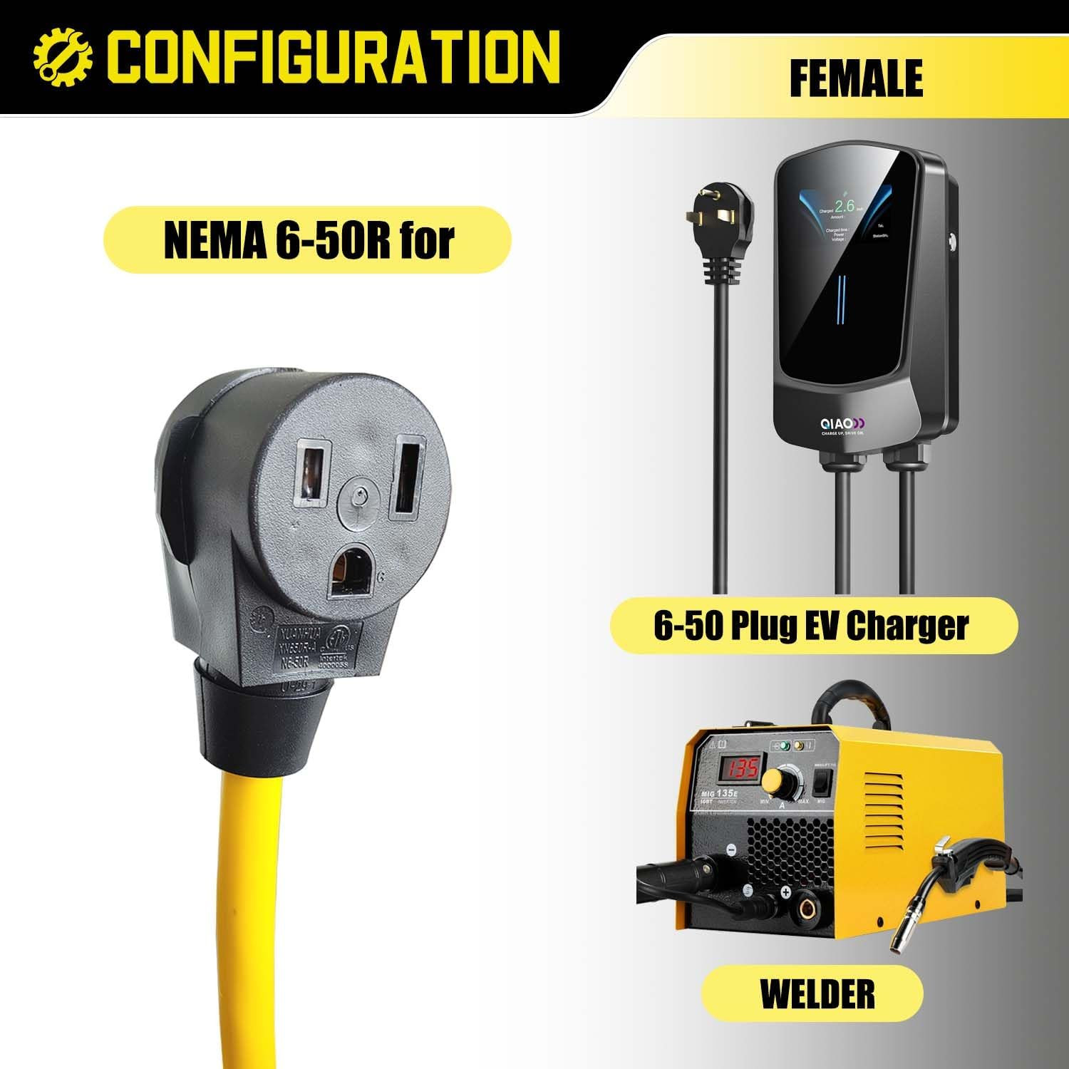 4 Prong to 3 Prong Welder Plug Adapter 220V, NEMA 14-30P to 6-50R Dryer to Weldi