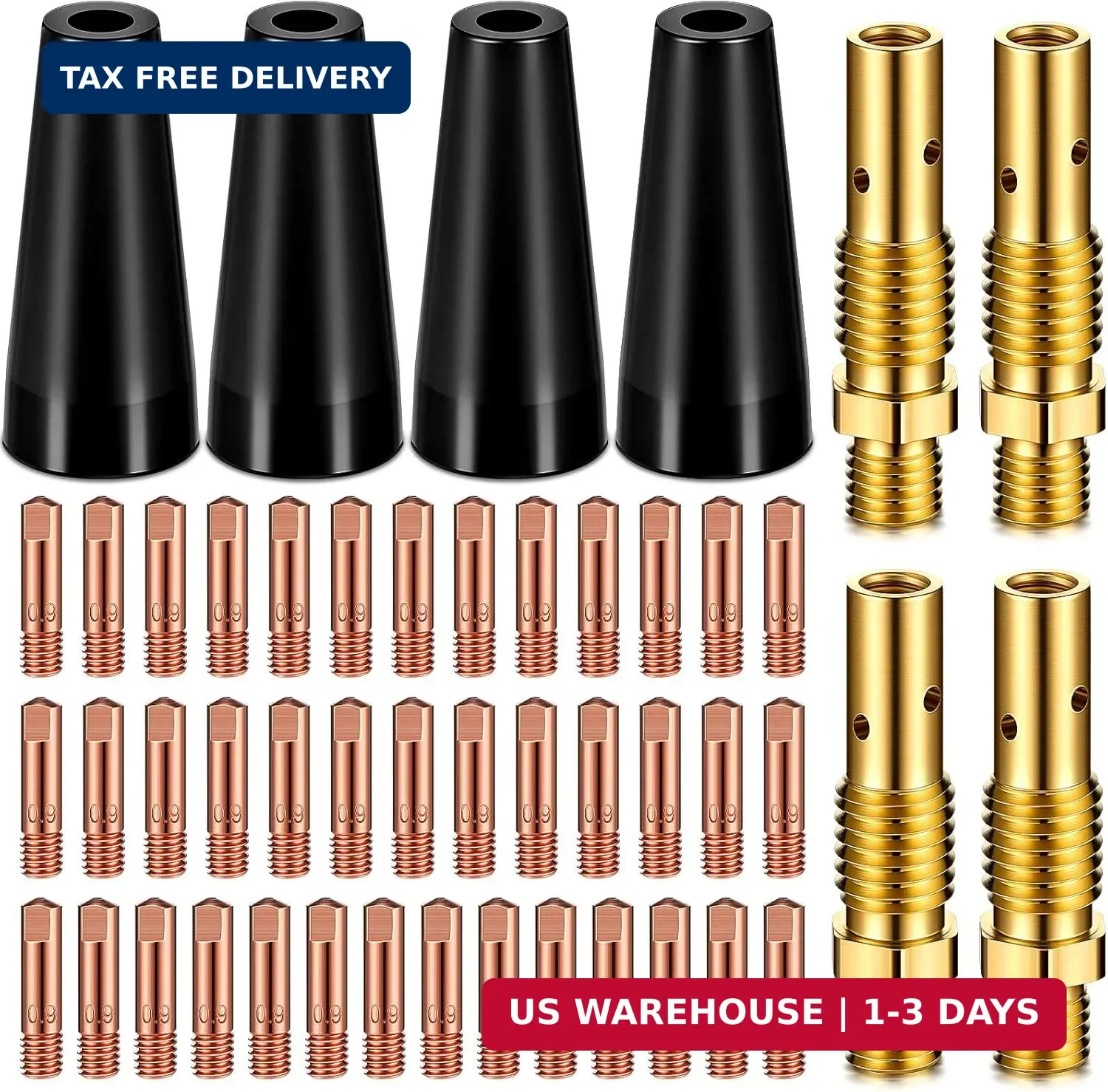 48 Pcs Flux Core Gasless Nozzle Tips Kits KP1939-1 Flux Core Welder Mig