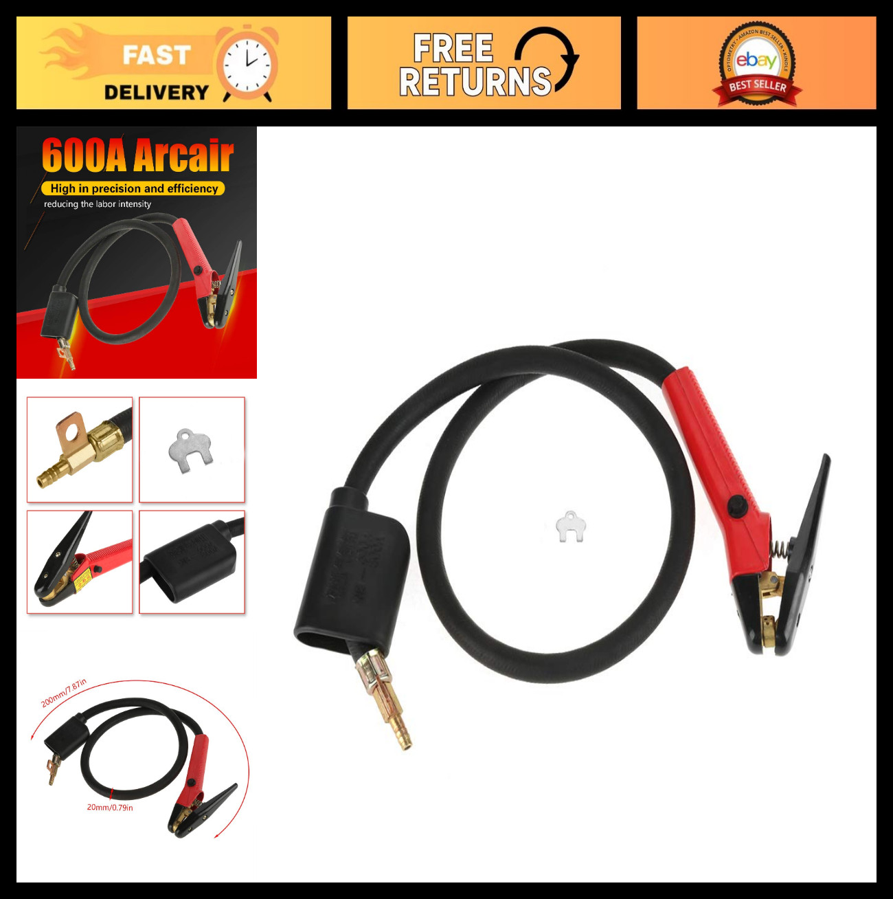 600A Carbon Arc Gouging Torch – Portable Air Arc Welding Gun with Cables, Machin