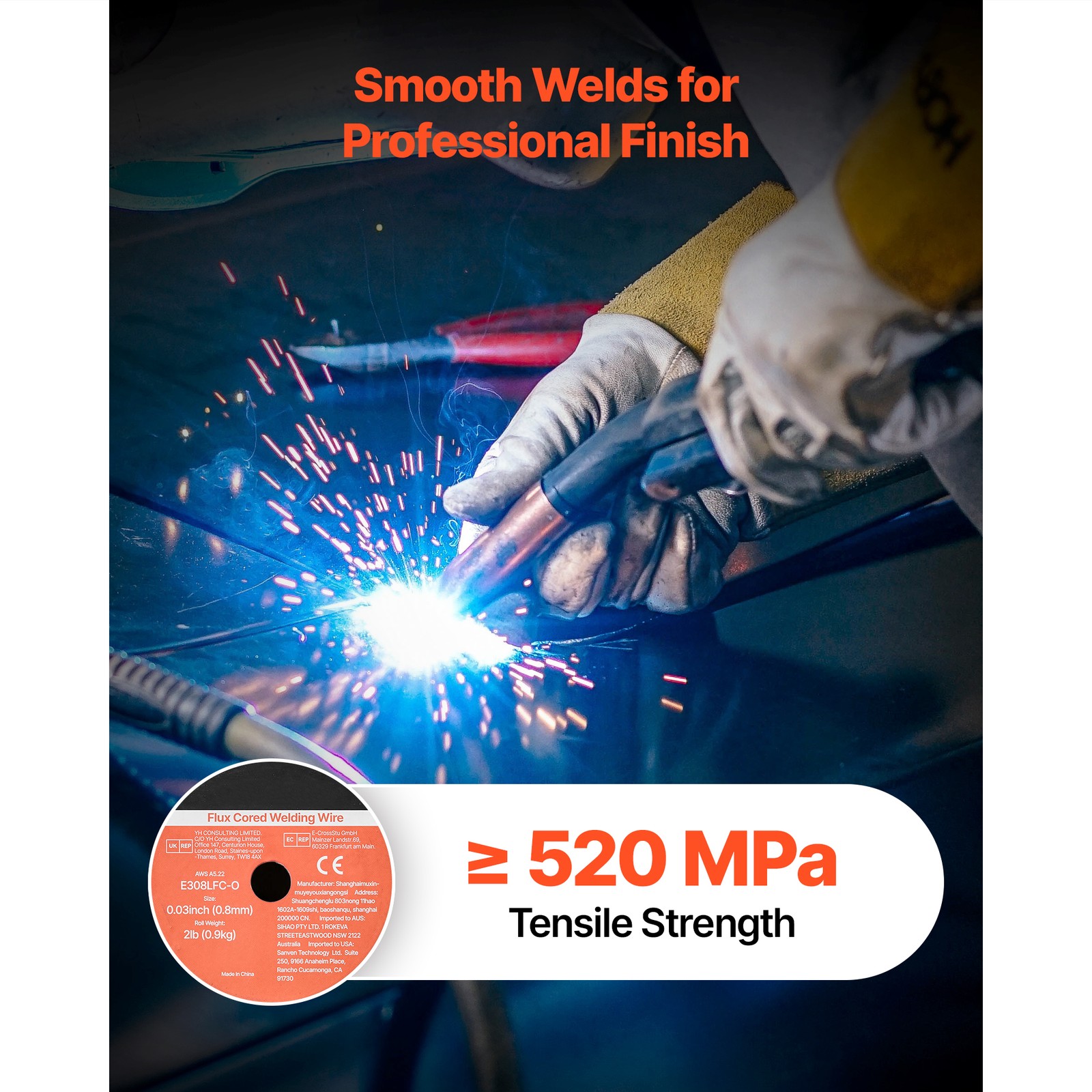 Uimoso Flux Core MIG Welding Wire E308LFC-O 0.03″ 2LBS Gasless Welding Wire