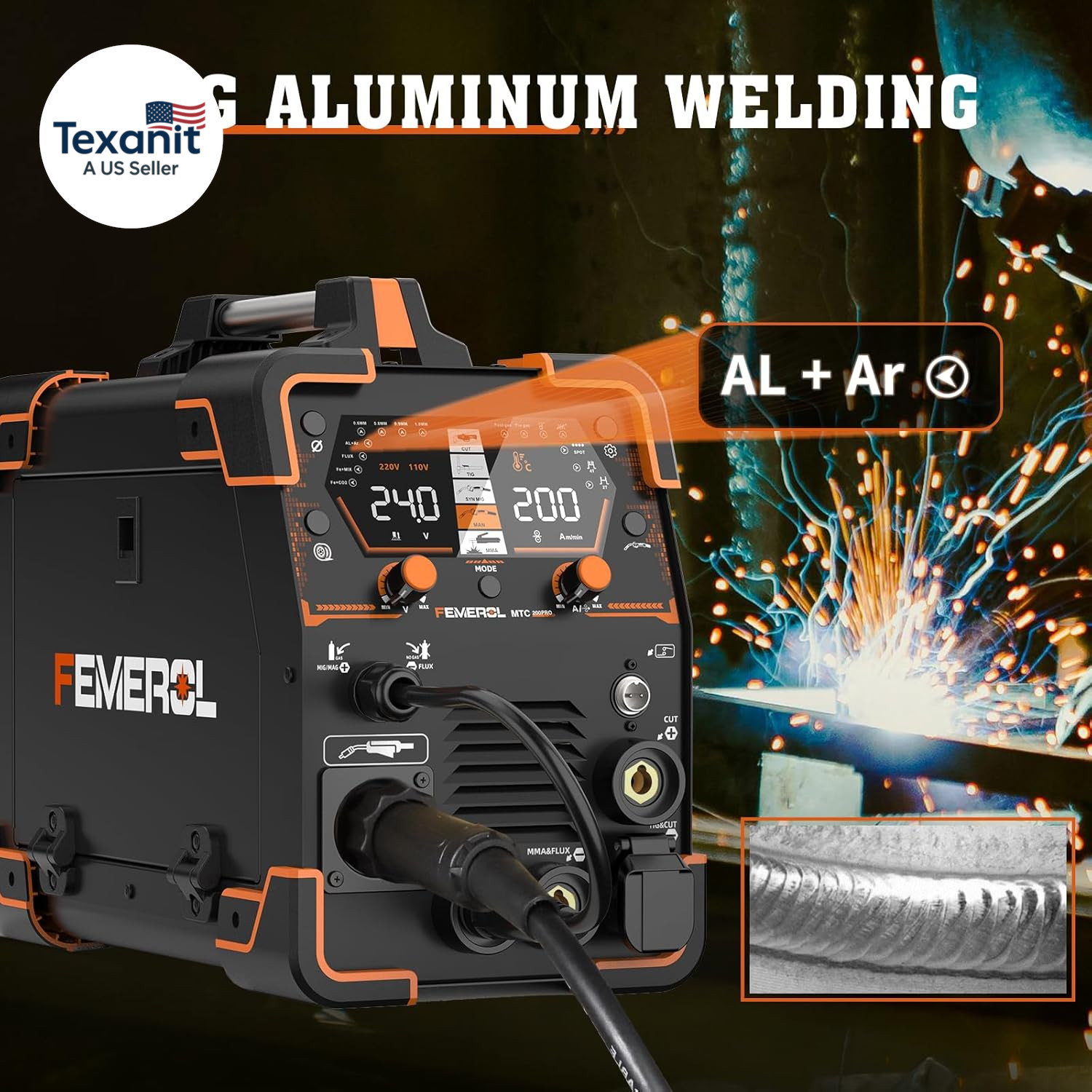 Plasma Cutter Welder Combo 200A Gas Mig/Gasless MIG/HF Tig/Stick/Cut/Spot 6 in 1