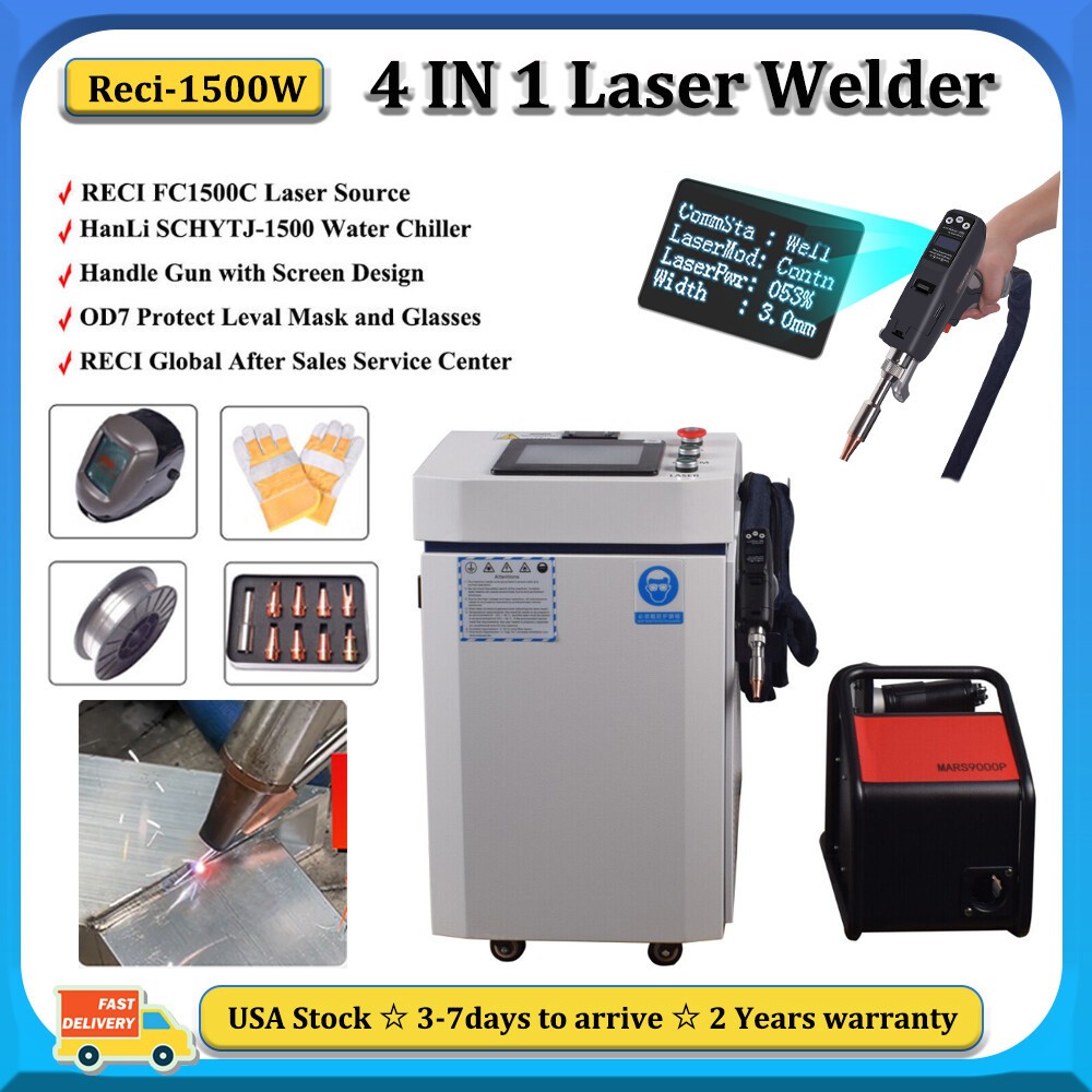 Reci 1500W Laser Welder Cutting Weld Seam Cleaning Machine Touch Screen Gun US