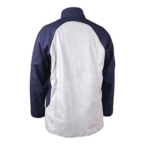 Black Stallion JF1625-NG Stretch-Back FR Cotton Welding Jacket, Navy/Gray, X-…