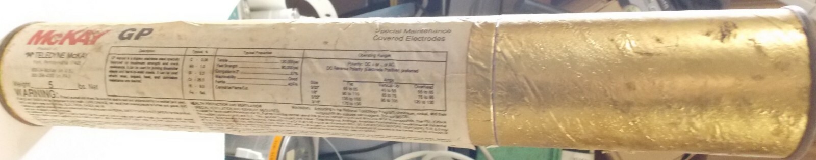 5 LBS ARC ROD 1/8″ McKAY #GP GENERAL PURPOSE,120,000 PSI ELECTRODES HI STRENGTH