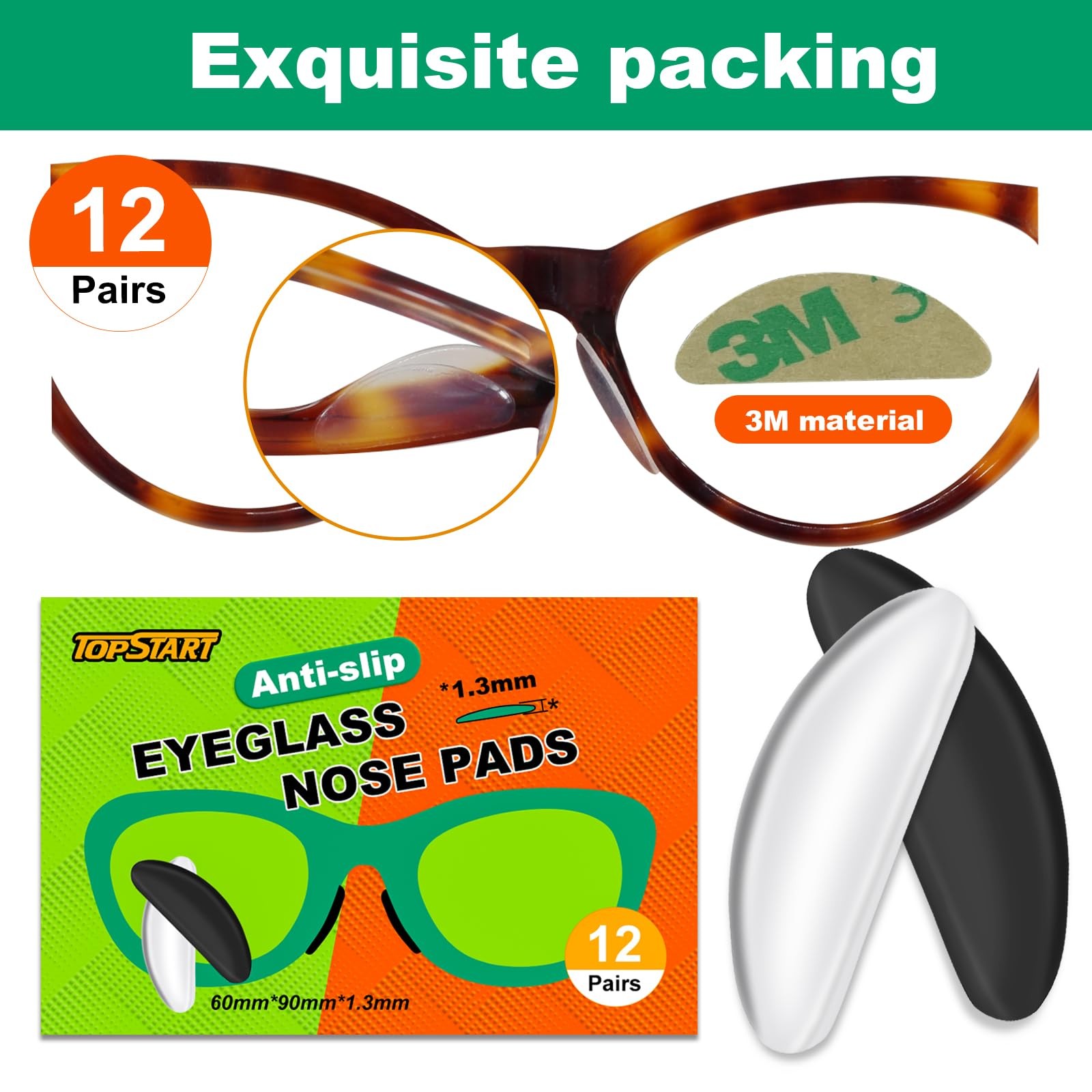 Eyeglass Nose Pads for Glasses – 1.3mm Ultra Thin Silicone Anti-Slip Stick-On…