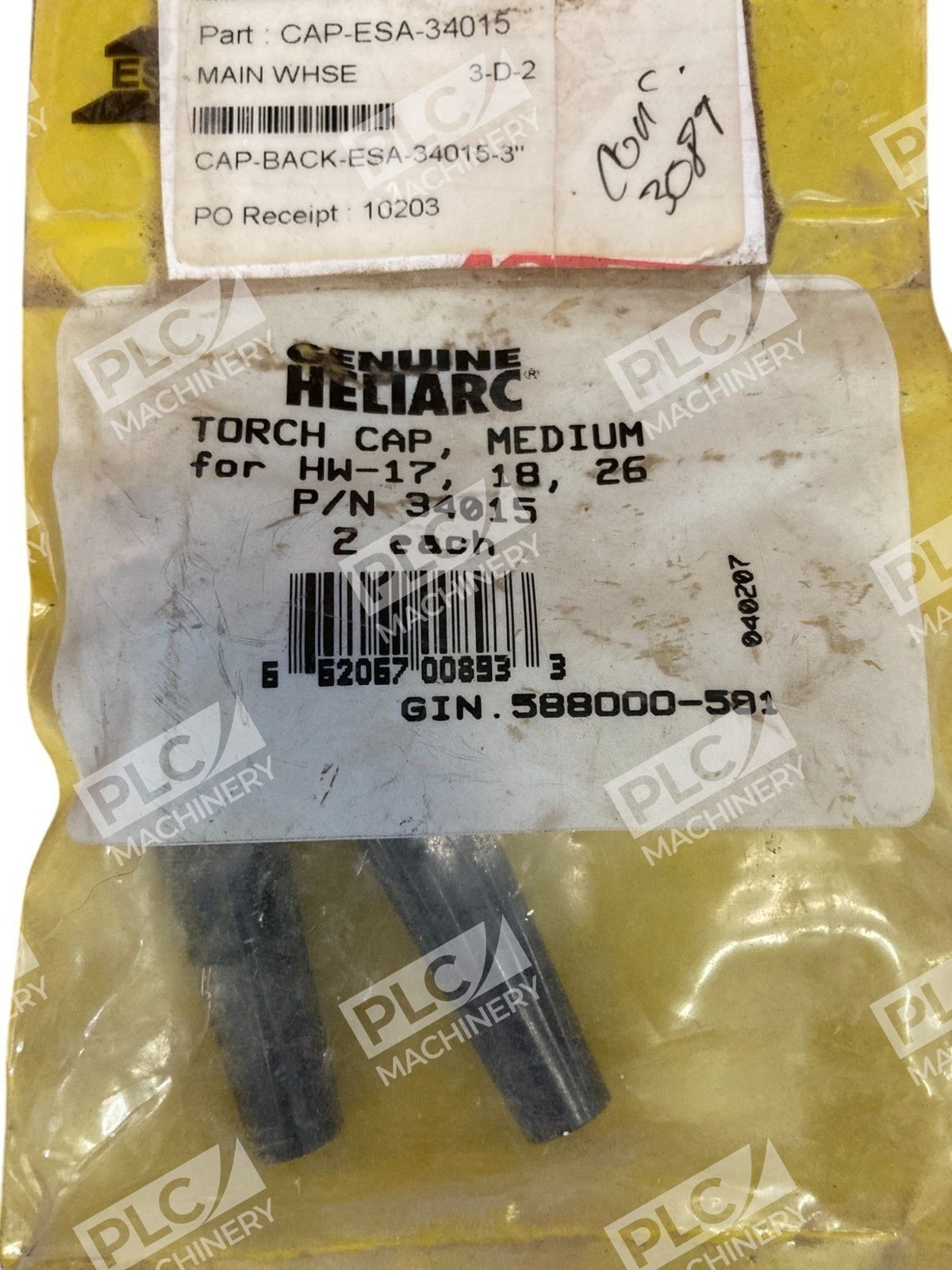 Heliarc Medium Torch Cap For HW-17, 18, 26 34015 (Bag of 2)