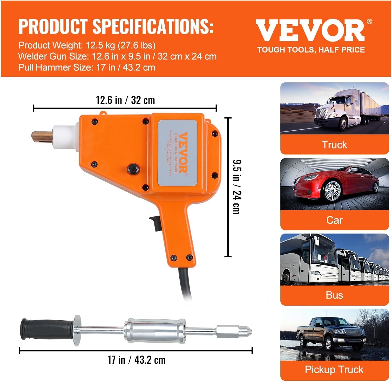 VEVOR Stud Welder Kit, 5500 Stud Welder Dent Repair Kit, 800VA Spot Welder St…
