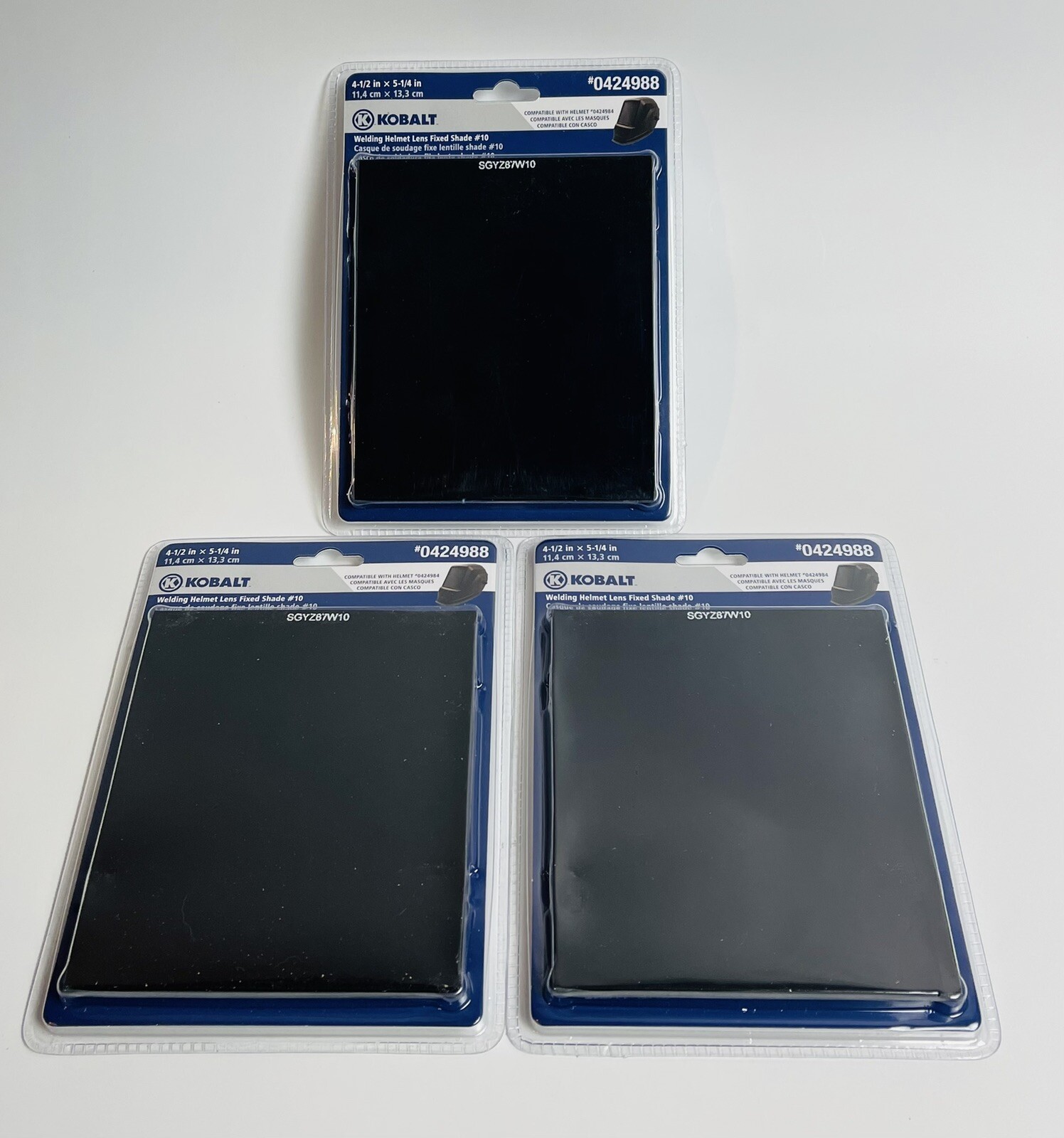 3 Pcs Welding Helmet/Hood Glass Lens Fixed Shade #10, 4-1/2″ X 5-1/4″ SGYZ87W10