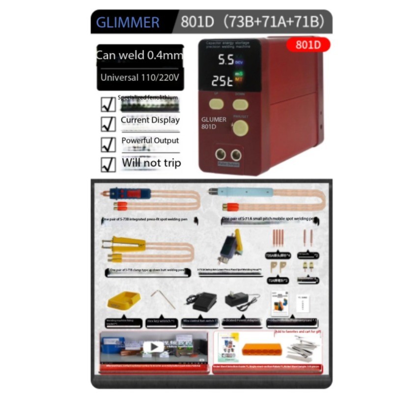 801D Spot Welder 18650 Household DIY Handheld Compact Large-Cell Butt Welder