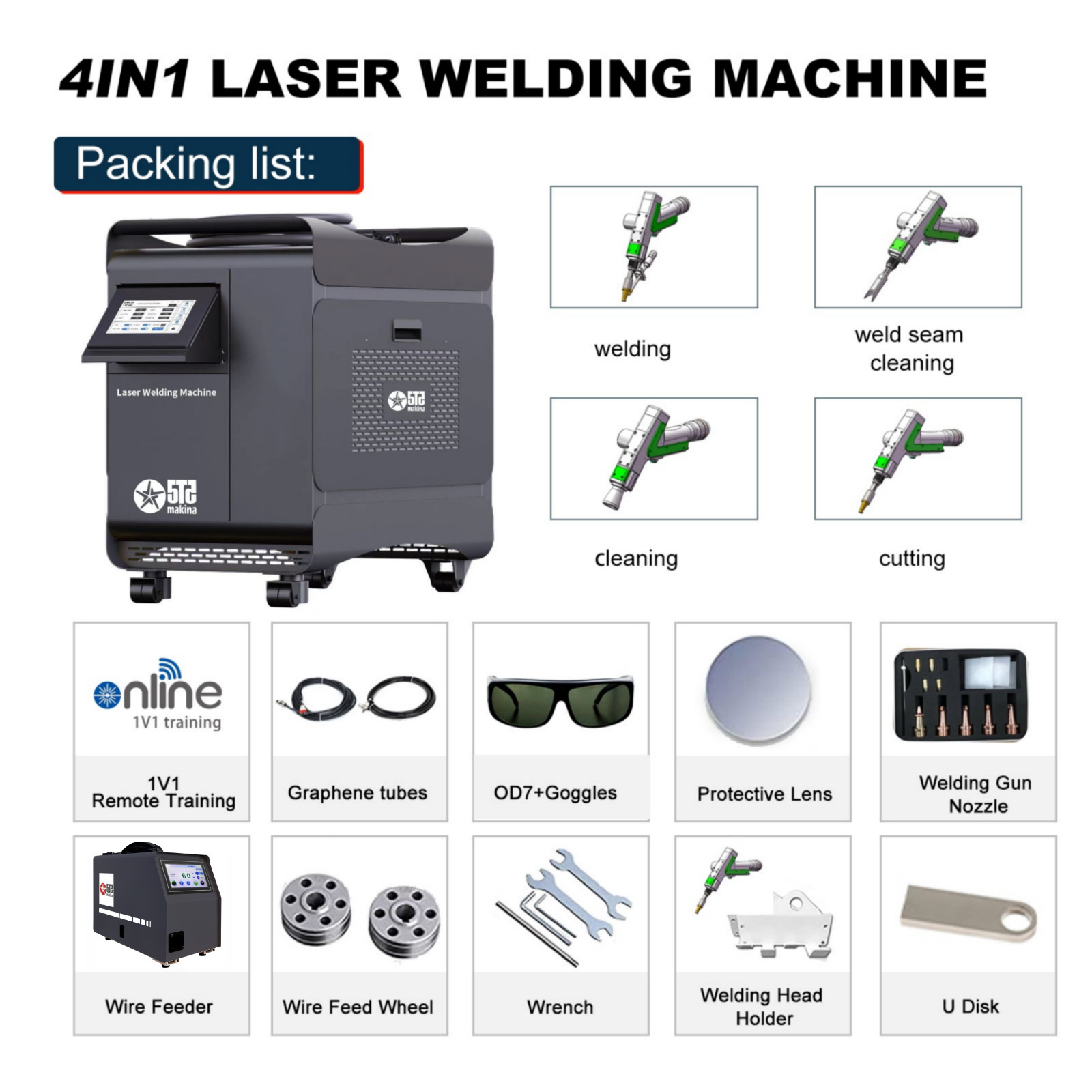 2000W Laser Welder Machine Double Wobble for Aluminum, Steel, Carbon steel, etc.