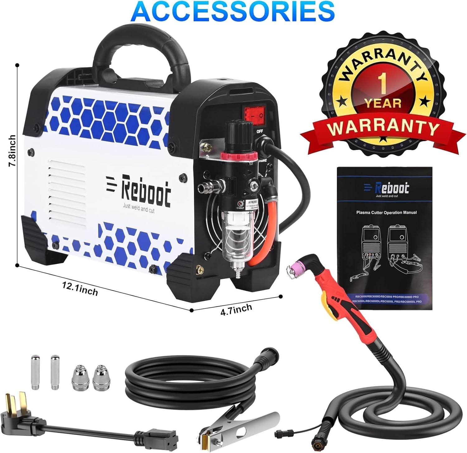 Reboot Plasma Cutter RBC6000DL PRO, 60 Amp Non Touch Pilot Arc Plasma Cutter