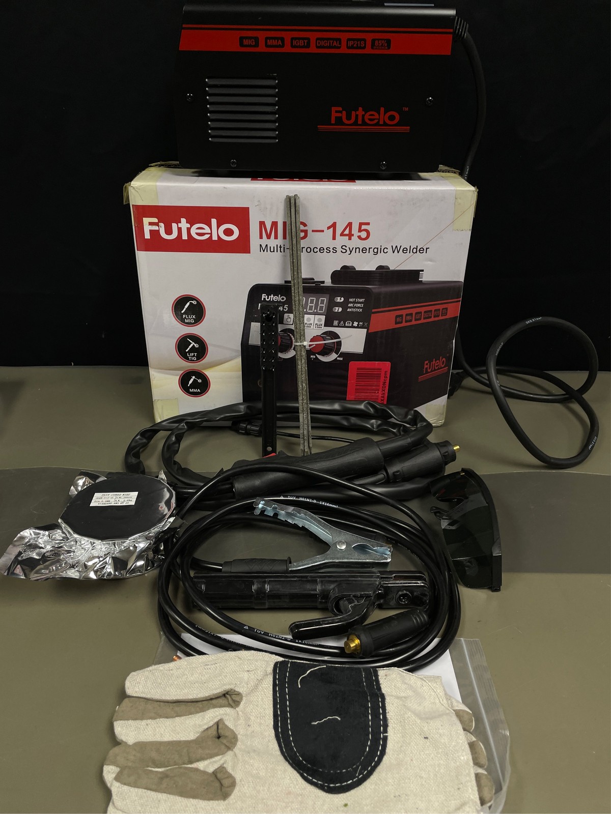 145A MIG Welder, 3 in 1 Flux Core/Lift TIG/Stick Welding Machine 110V IGBT Inver