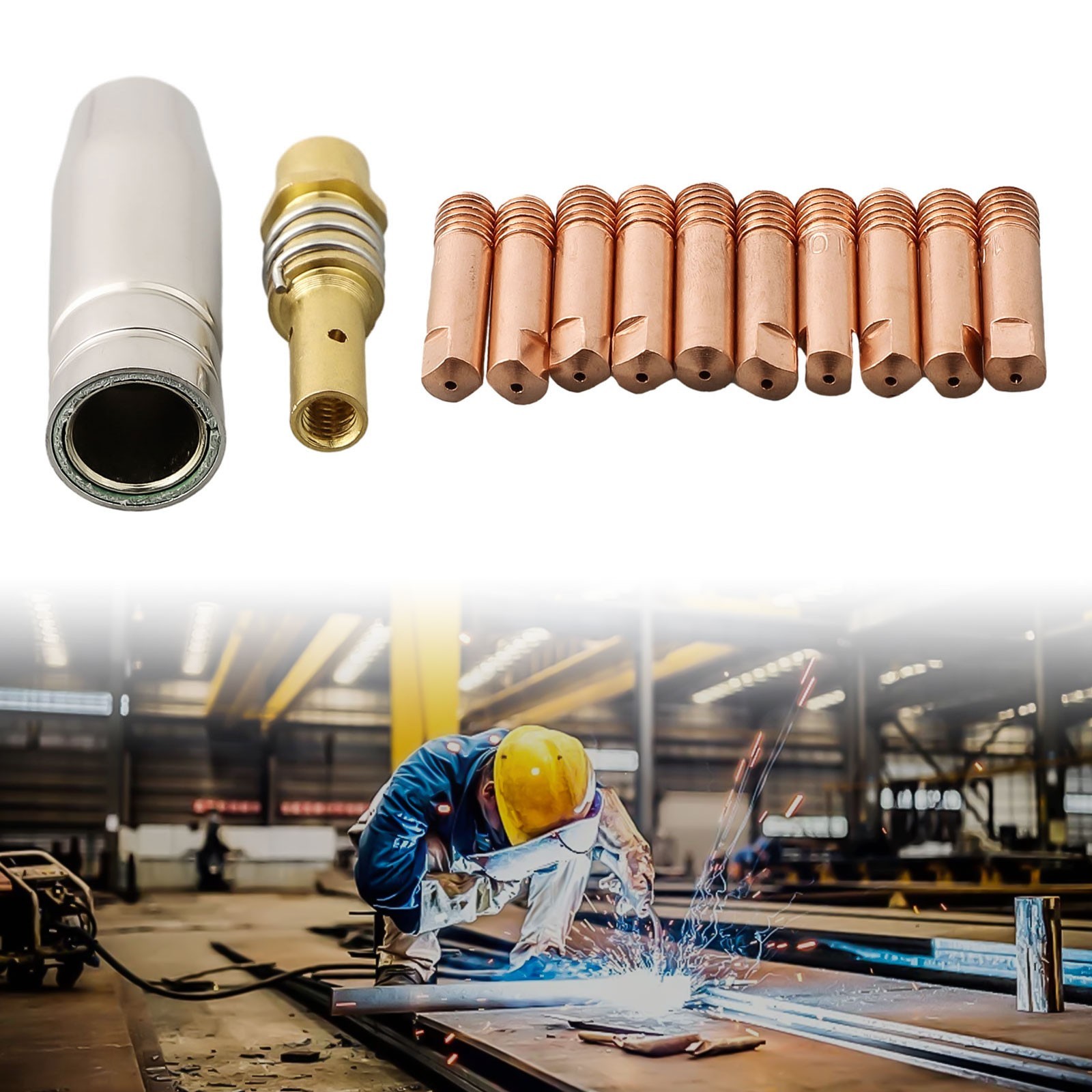 Welding Contact Tip 0.6/0.8/1.0mm 0.8 X 25mm 12 Pcs Copper M6 Tip Holder Kit