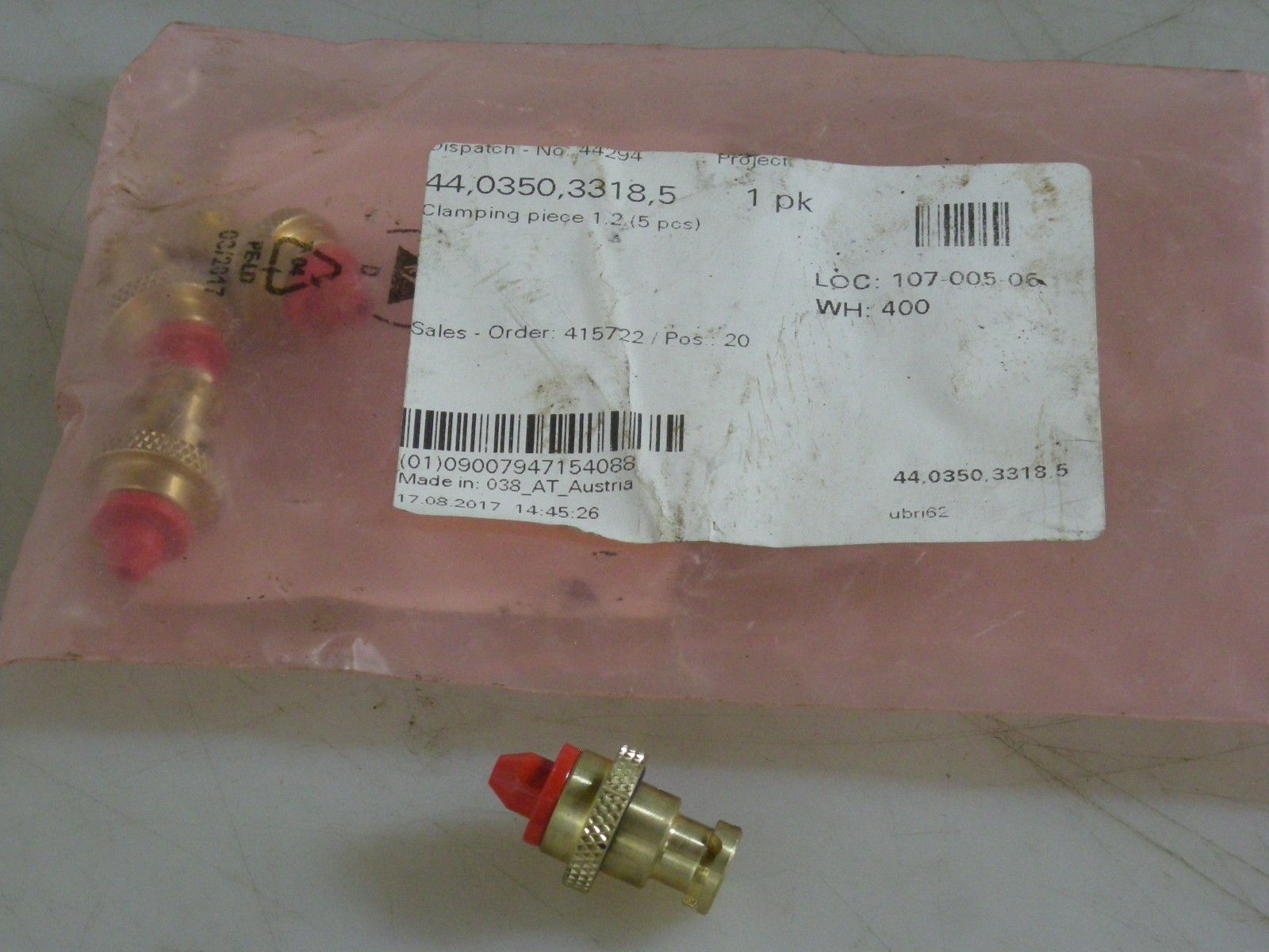 Pkg of 4 ea Fronius .045 Clamping Piece 44,0350,3318,5