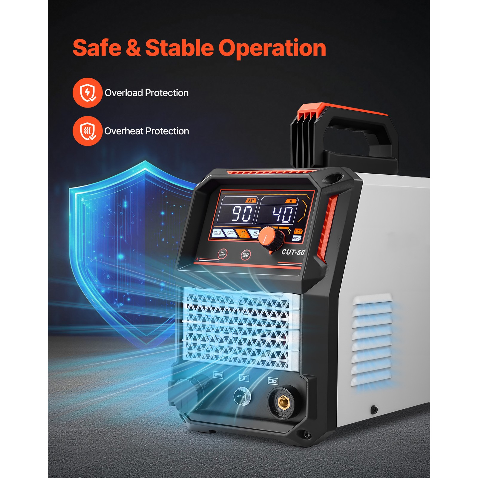 Uimoso 50A Plasma Cutting Machine with Dual Voltage and Digital Display