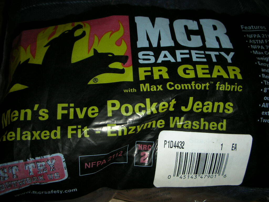 MCR SAFETY P1D4432 Flame Resistant Denim Work Jeans w/ Max Comfort 44×36, NOS