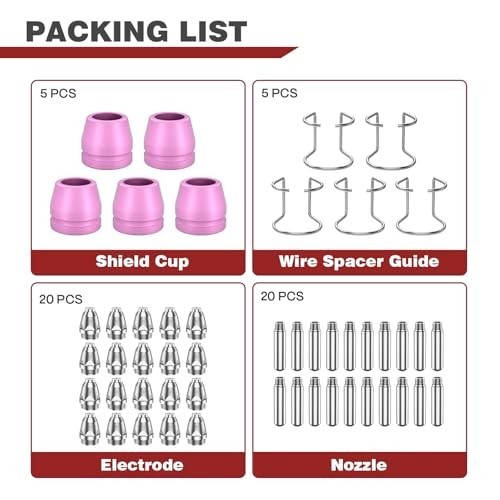 Plasma Cutter Torch Consumables 50Pcs .040” SG-55 AG-60 WSD-60 Accessories for