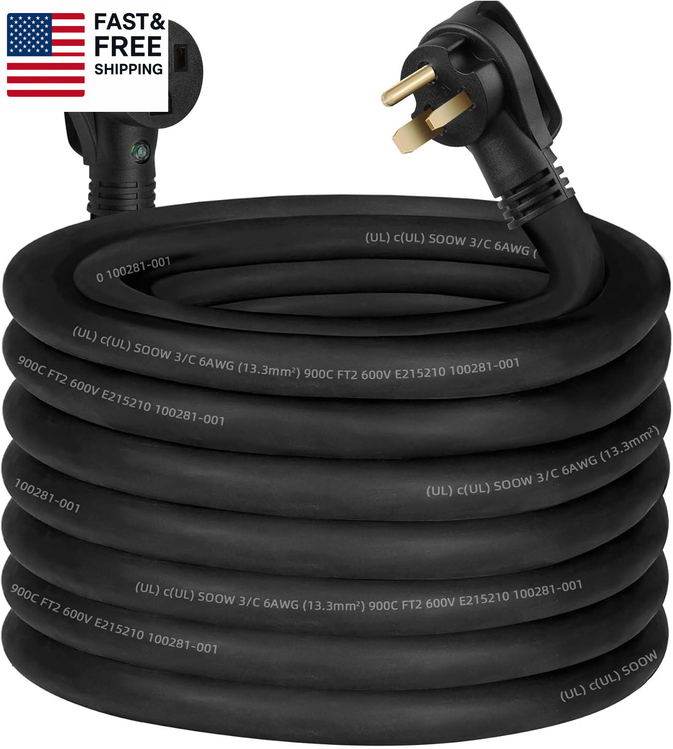 50Amp Welder Extension Cord SOOW Cable 6/3 Welder Cord,Heavy Duty Welding Cabl