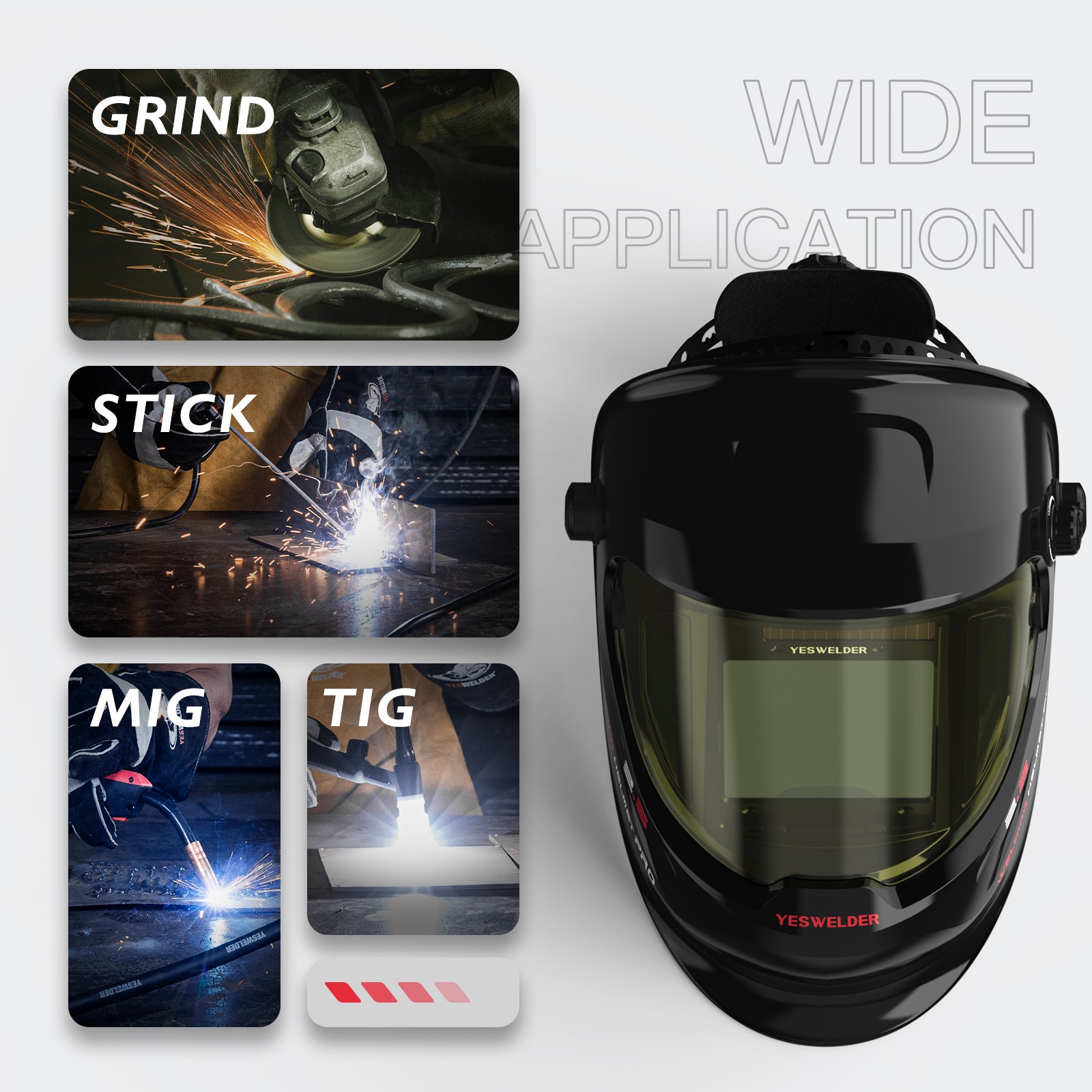 Auto-Darkening Welding Helmet,Large View True Color Welder Helmet with Side View