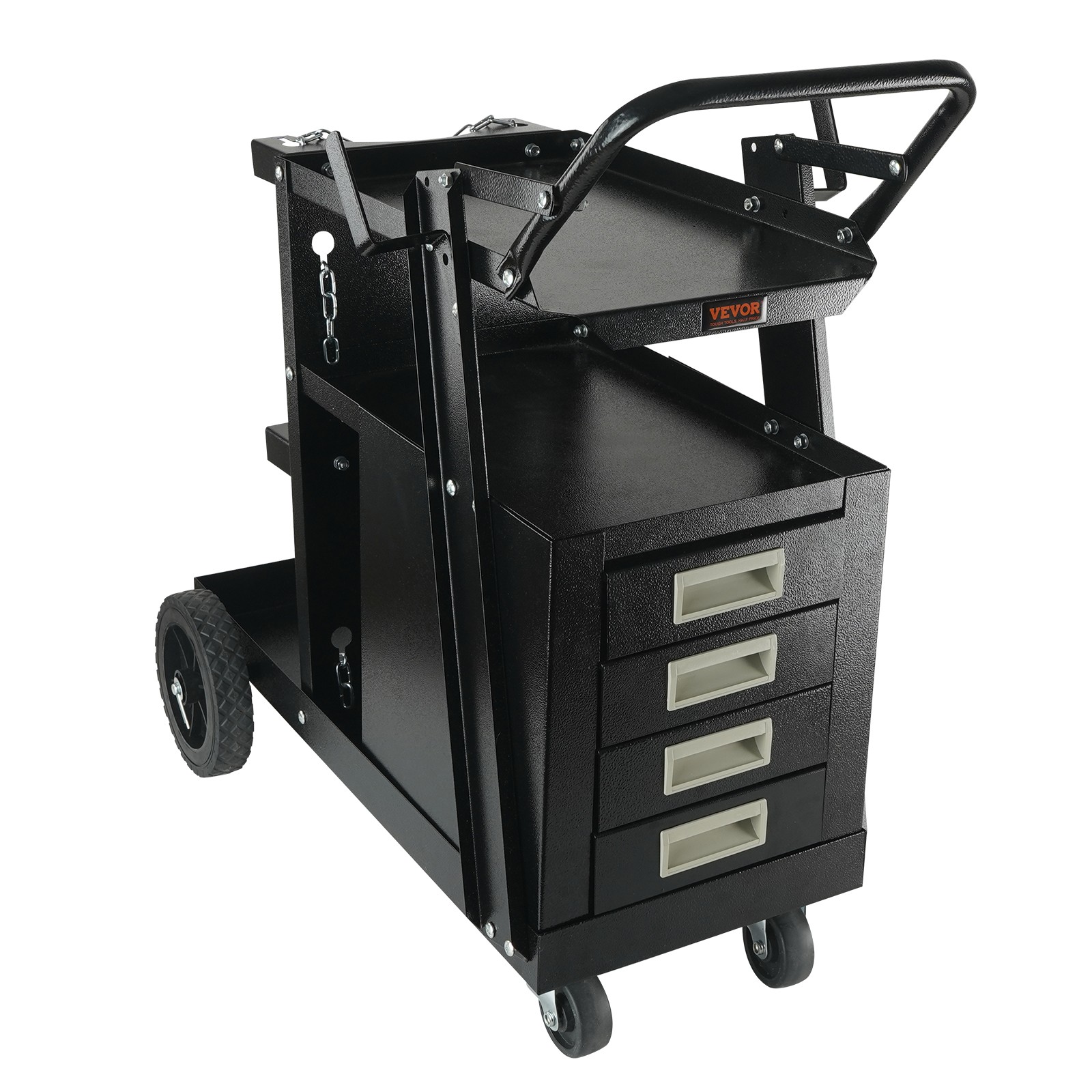 VEVOR Welding Cart 2-Tier 265 LBS Welder Cart with 4 Drawers 360° Swivel Wheels