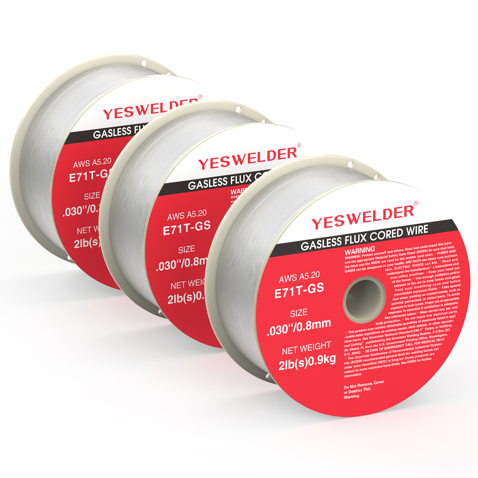 Flux Core Gasless Mig Wire Mild Steel-E71TGS .030″ Diameter 2Lbs Spool (3 Rolls)