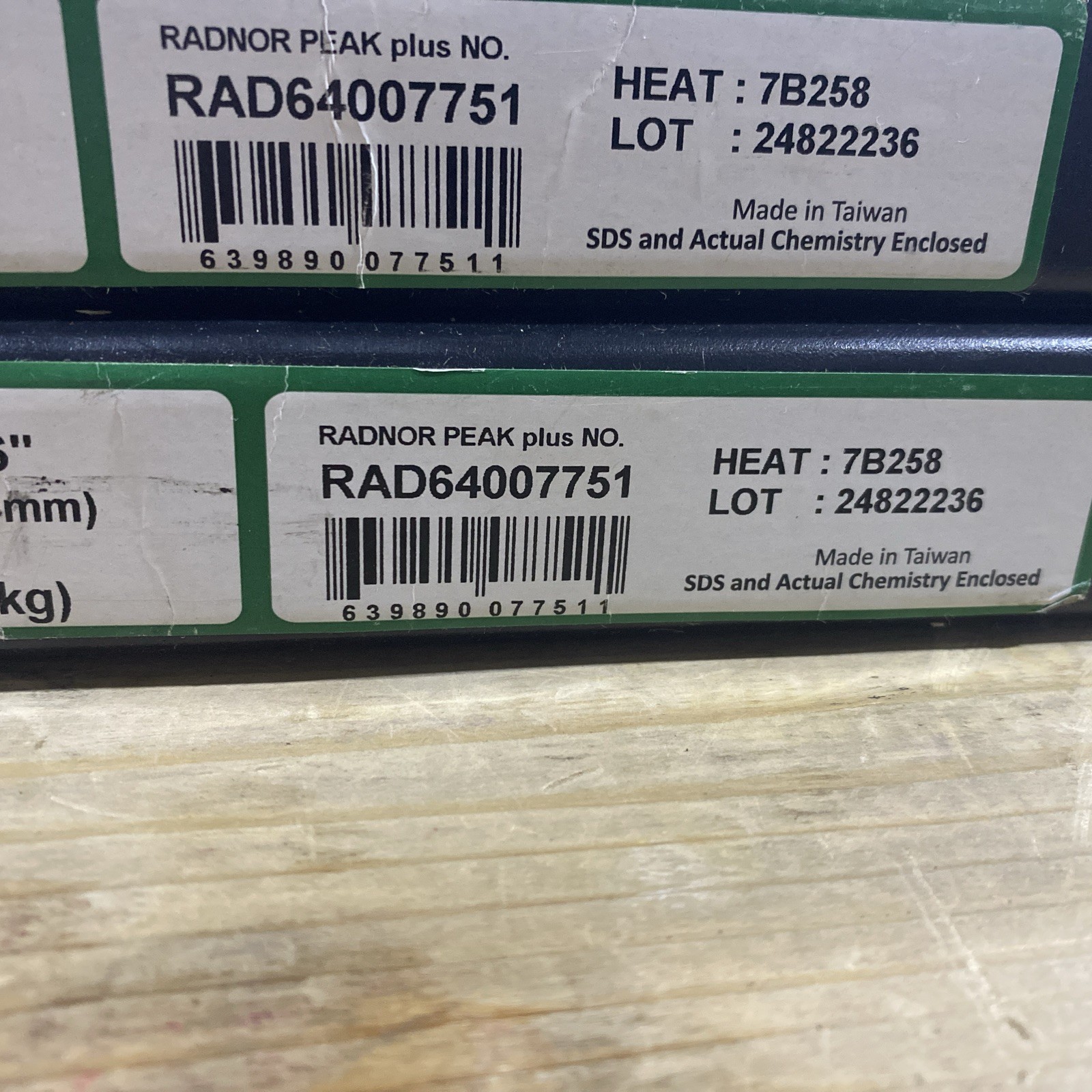Lot of 6 – Radnor RAD64007751 3/32″ X 36″ ER308/308L PEAK Plus SS TIG Rod 10lb
