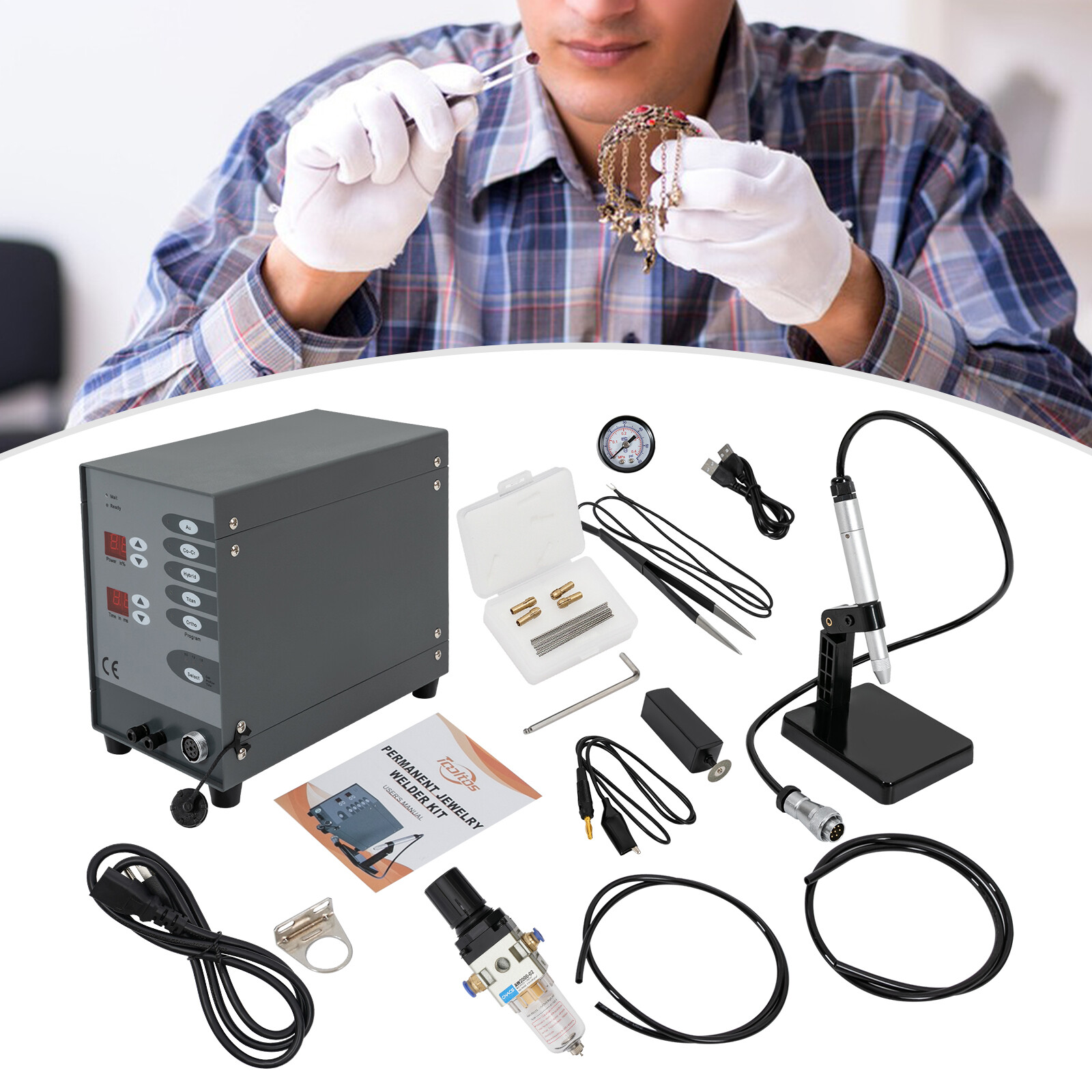 Jewelry Spot Welding Machine | Pulse Argon Arc Permanent Jewelry Welder Kit 40V